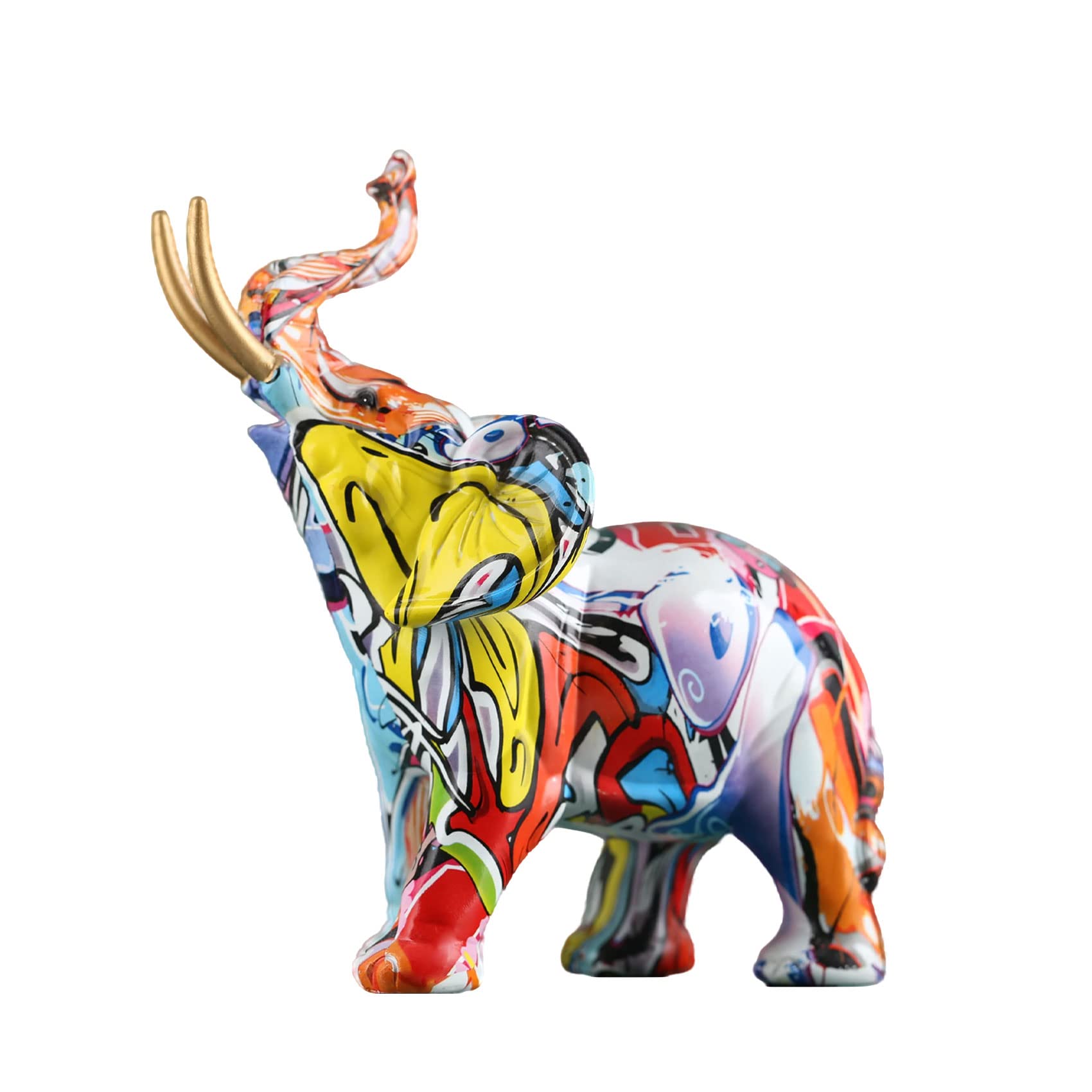 Creative Colorful Resin Elephant Statue - Hand-Painted Elephant Figurine for Home & Office Decor | Perfect for Living Room, Bedroom, Workspace & Gift Giving