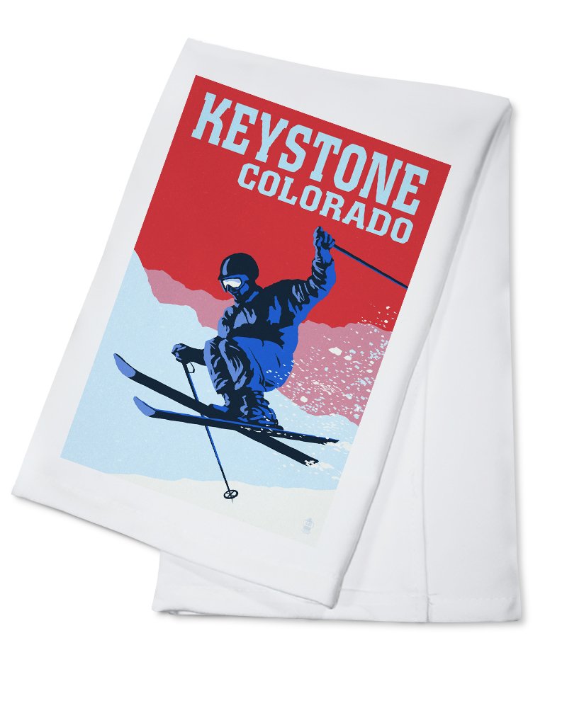Keystone Colorado Ski Design Colorblocked Tea Towel - 100% Cotton Decorative Hand Towel for Kitchen & Home - Perfect for Ski Lodge Decor, Gift for Ski Enthusiasts