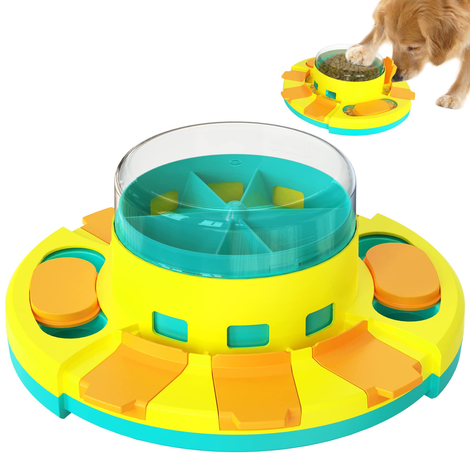 Automatic Pet Feeder for Dogs & Cats - Slow Feeder Bowl with Interactive Puzzle Toys for Treats - Perfect for Mealtime Fun & Portion Control