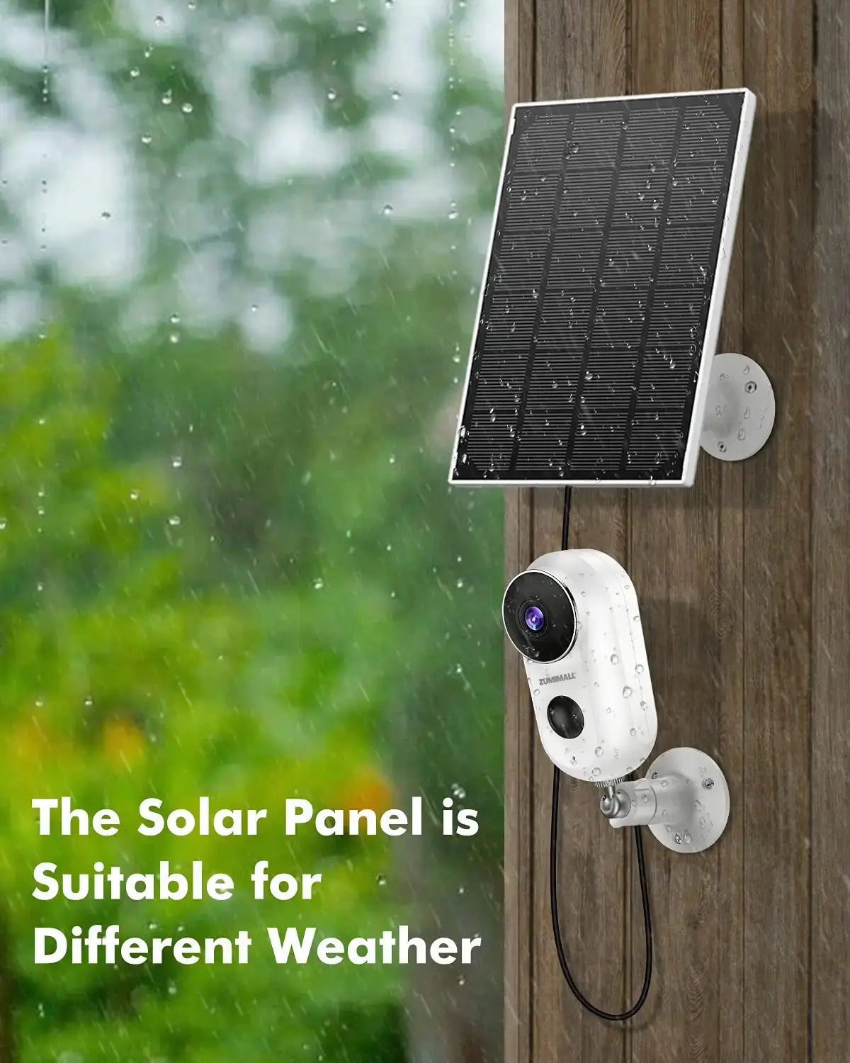 ZUMIMALL 3W White Solar Panel Charger for Outdoor Security Cameras - Weatherproof Solar Power Charging Kit for Wireless CCTV, Home Surveillance & IP Cameras - Perfect for Backyard, Garden & Garage Security Systems