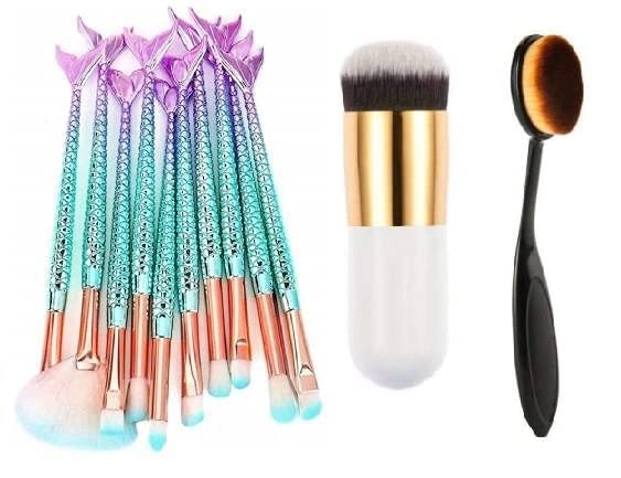 Lusty Soul Professional Makeup Brush Set - White Foundation Brush, Fish Style Brush & Oval Brush for Flawless Makeup Application | Perfect for Contouring, Blending & Foundation