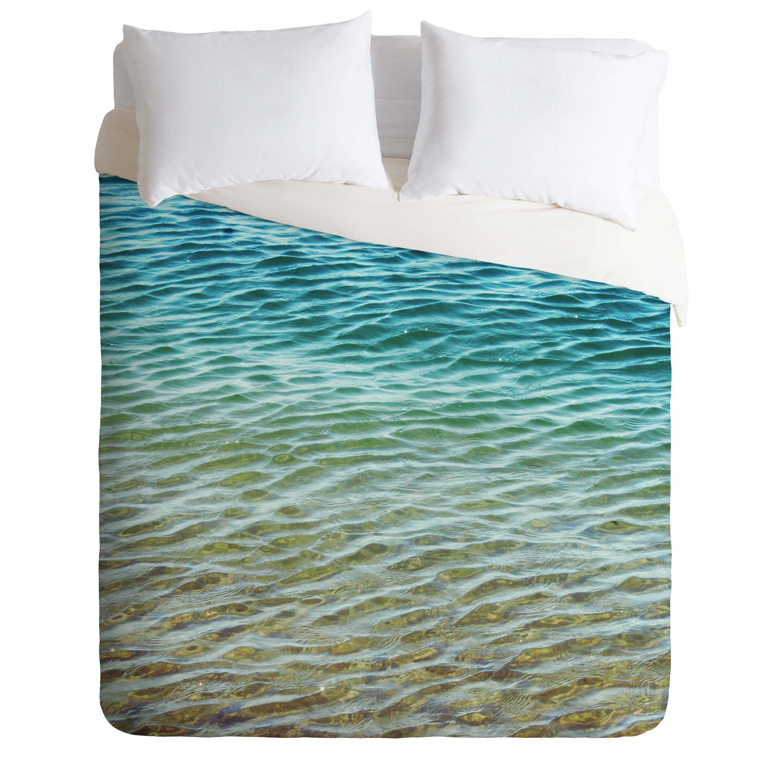 Deny Designs Shannon Clark Ombre Sea Duvet Cover Set - Twin/Twin XL Size, Blue Ocean Gradient Bedding for Coastal & Beach Themed Bedrooms