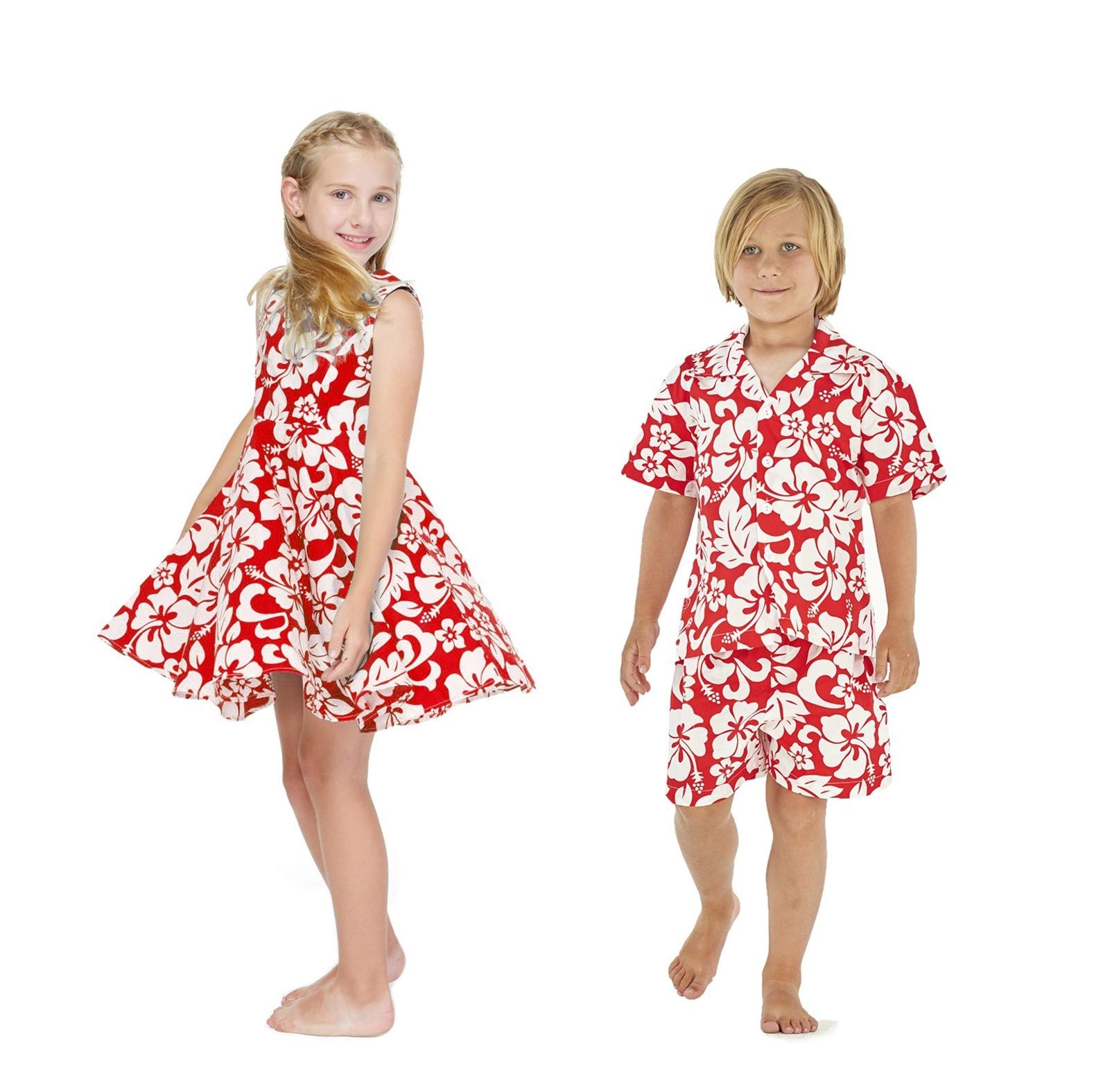 **Hawaiian Luau Outfits for Siblings - Matching Boy & Girl Tropical Shirts & Dresses | Beach Party, Family Vacation, Summer Photoshoot**