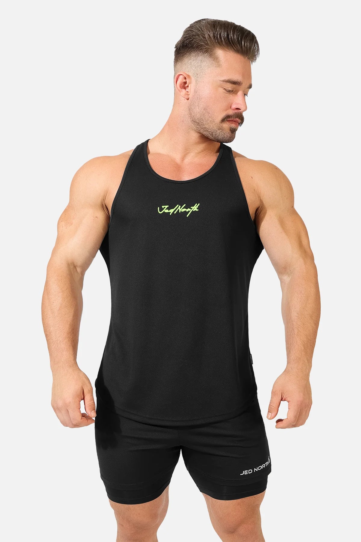 Jed North Men's Microfiber Dri-Fit Workout Tank Top - Moisture Wicking Athletic Shirt for Gym, Running & Training (Black)