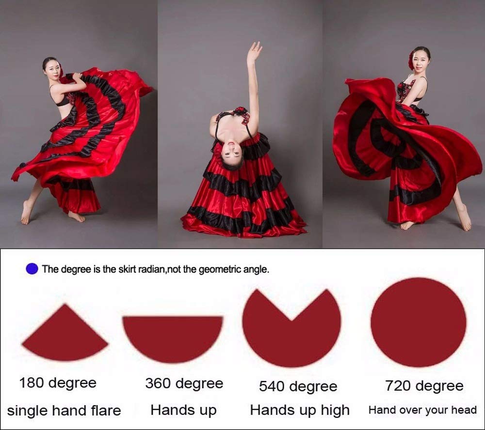 Lontakids Women's Spanish Bull Dance Skirt - Big Swing Flamenco Belly Dance Costume for Performances, Parties & Festivals