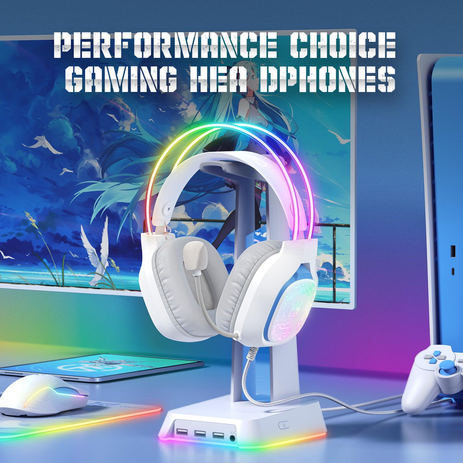 ONIKUMA X22 USB & 3.5mm RGB Gaming Headset with Microphone - Wired PC Headphones for Gaming, Streaming & Work - 1.8m Cable with Dynamic Cool Lighting - Perfect for Fortnite, Call of Duty & Zoom Meetings
