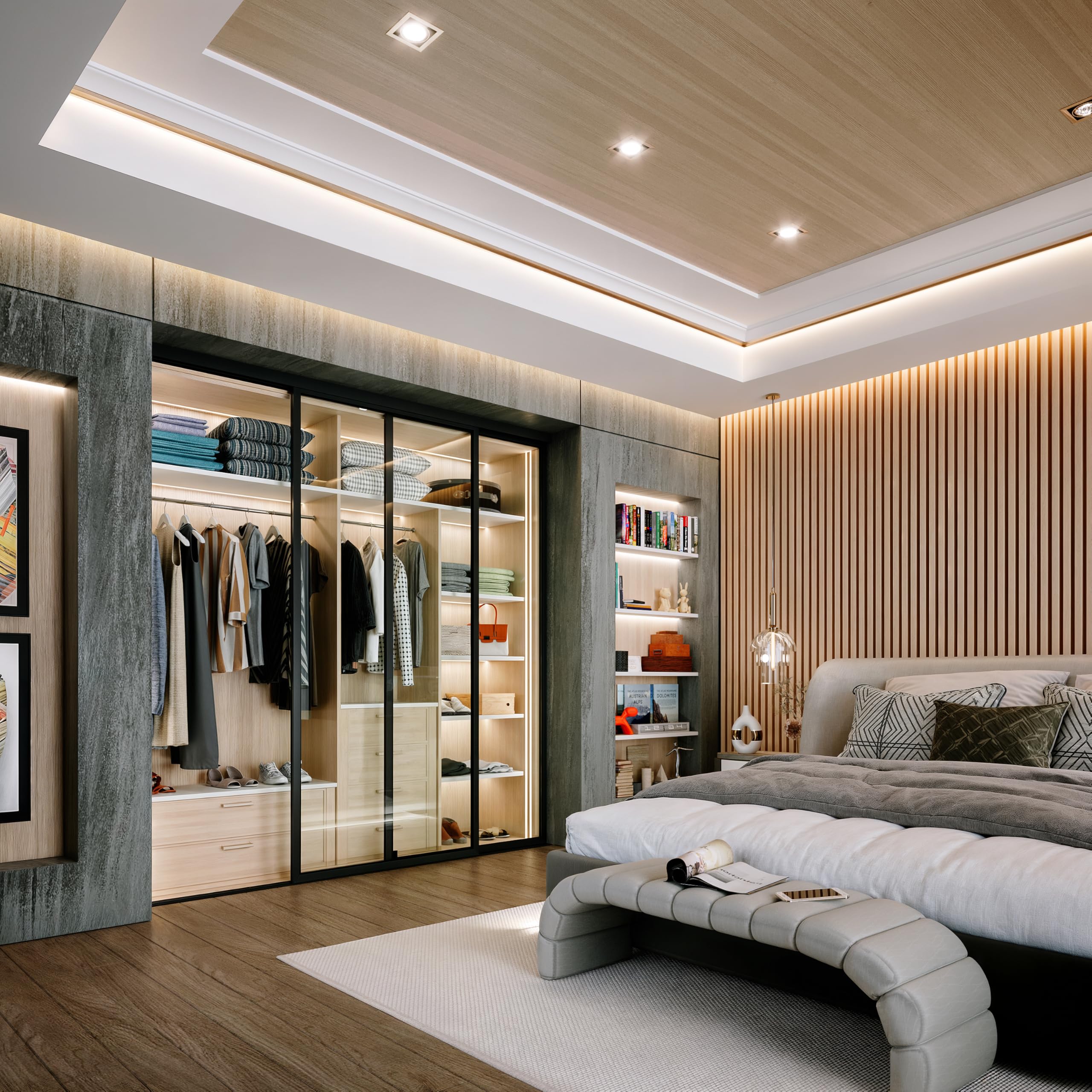 Door55 2 Panel Glass Sliding Closet Door with Aluminum Frame - Silent Glide Technology for Smooth Operation - Easy Installation Sliding Wardrobe Doors for Bedrooms & Walk-in Closets - Perfect for Modern Home Organization & Space Saving