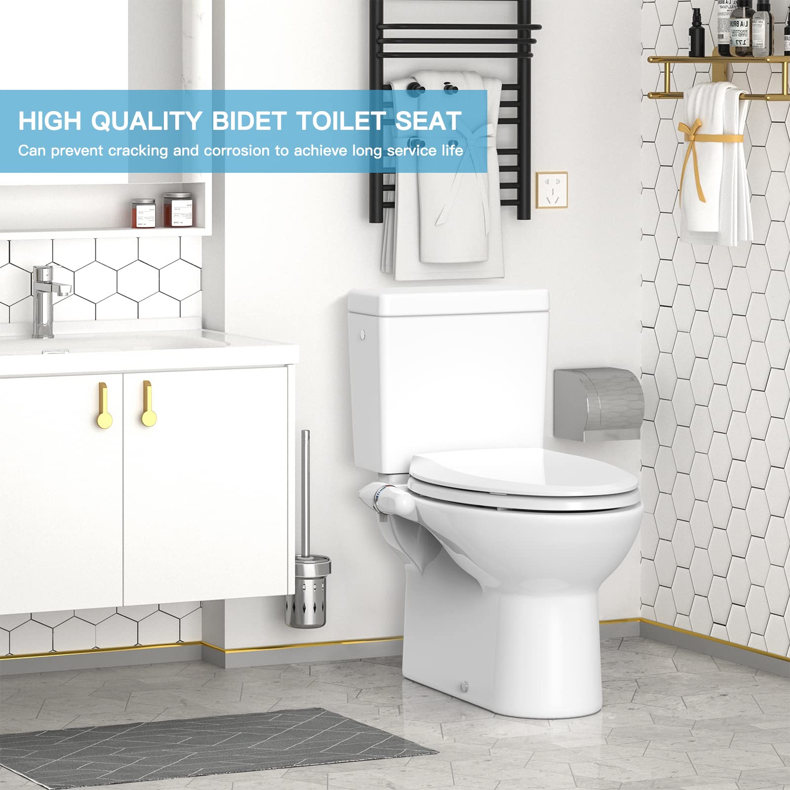 Non-Electric Bidet Toilet Seat Attachment - Elongated 19
