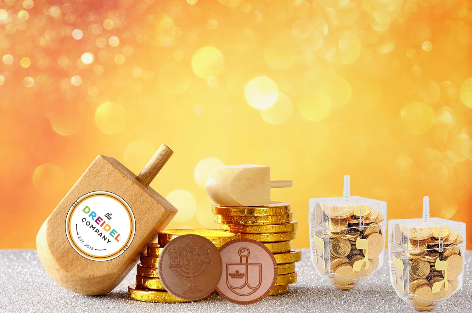 Dreidel Filled with Hanukkah Chocolate Gelt Coins - 10 Belgian Milk Chocolate Half Dollar Coins, Kosher Certified for Hanukkah Celebrations - Perfect for Holiday Gifts, Party Favors, and Jewish Tradition