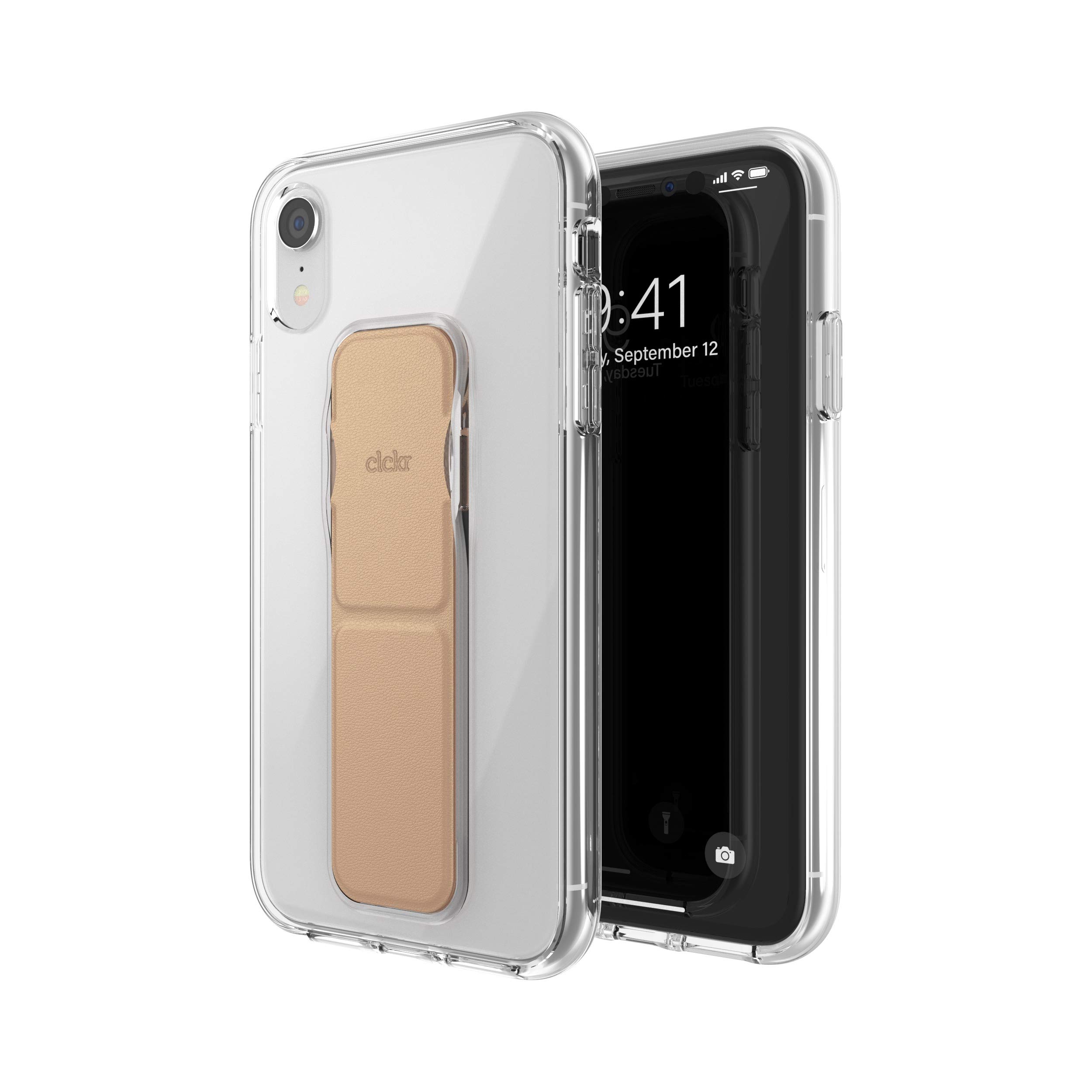CLCKR iPhone XR Case with Kickstand & Phone Grip Holder - Rose Gold Protective Cover with Expanding Stand | Perfect for Hands-Free Viewing, Gaming, and Video Calls