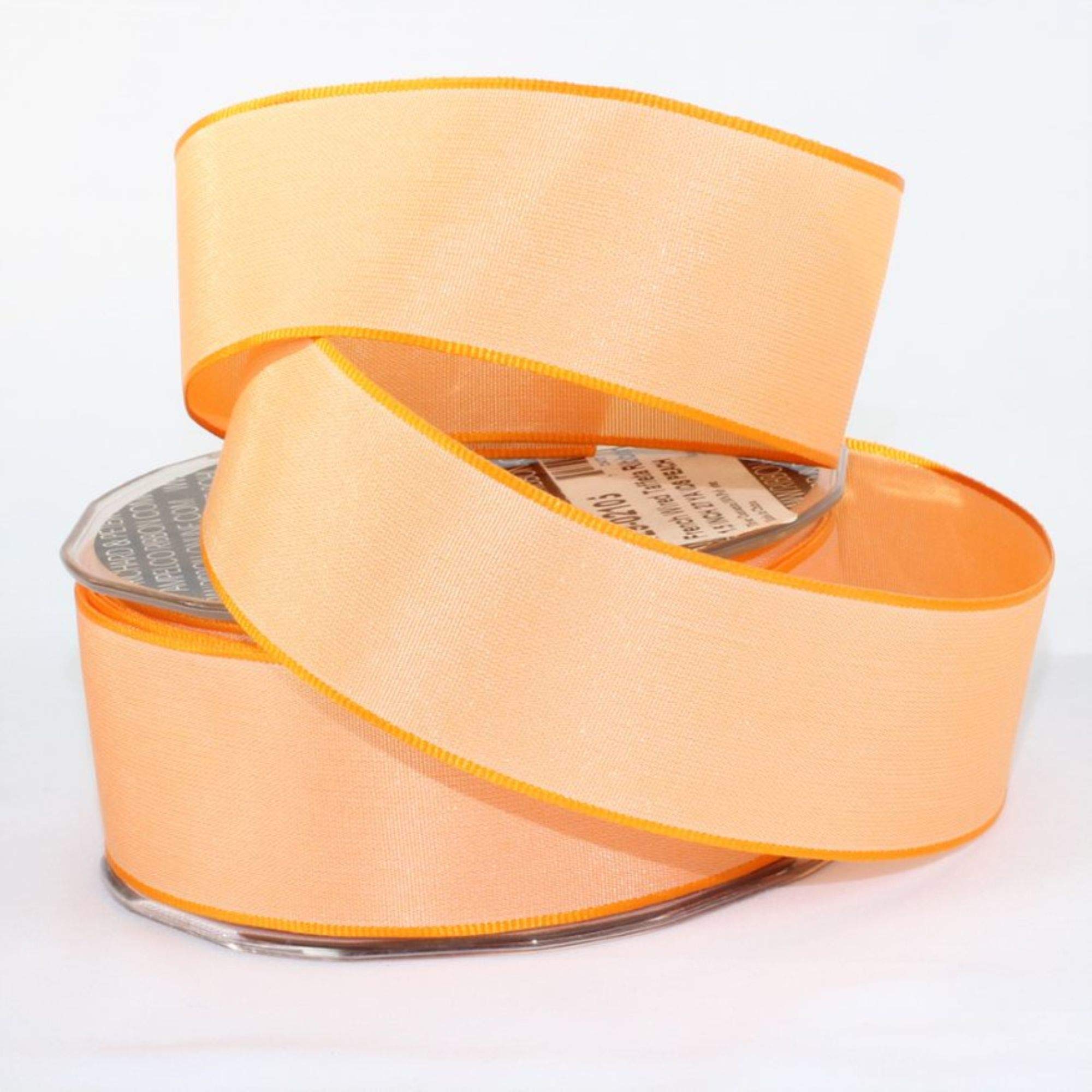 Peach Orange French Taffeta Wired Craft Ribbon - 1.5 Inch x 27 Yards for Gift Wrapping, DIY Wedding Decorations & Floral Arrangements