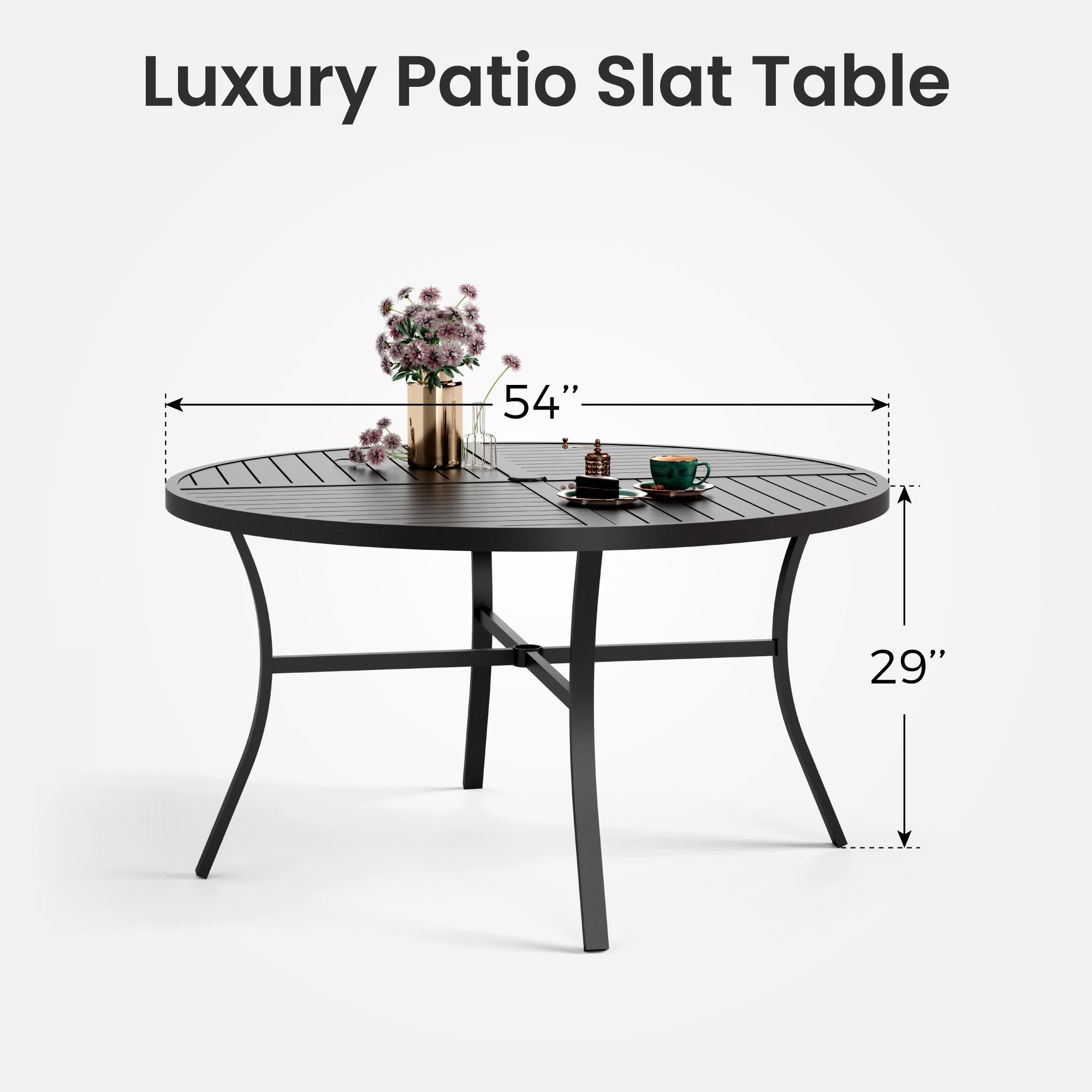 PHI VILLA 7-Piece Outdoor Patio Dining Set with Round Steel Table & Textilene Swivel Chairs - Perfect for Backyard, Garden, Poolside & Outdoor Entertaining