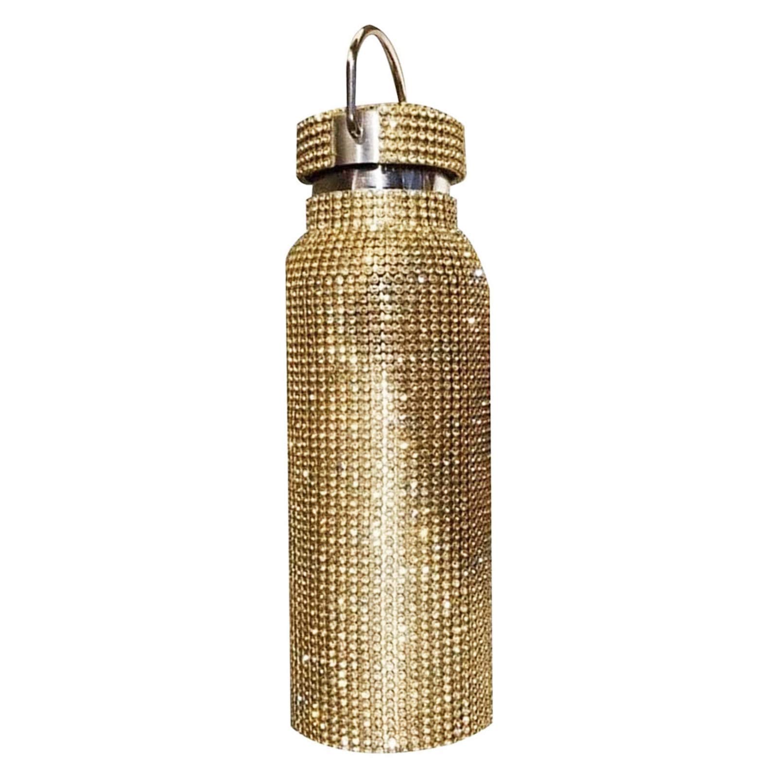 Stylish Rhinestone Stainless Steel Water Bottle 350ml - Double Walled Vacuum Insulated Travel Mug with Lid - Leakproof & Portable for Gym, Office, Hiking - Silver Diamond Design