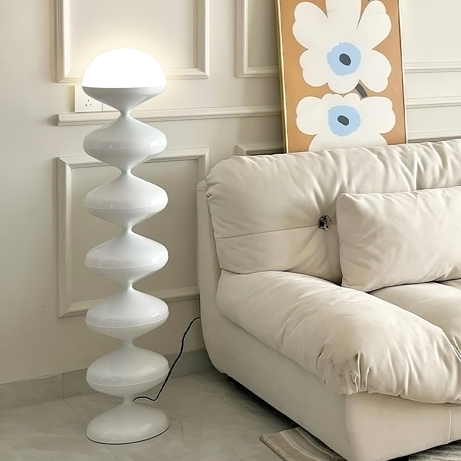 Modern Twist Gourd Floor Lamp - Elegant Home Decor Lighting for Living Room, Bedroom & Office - Adjustable Height & Warm White LED Bulb Included - Perfect for Reading, Relaxing & Creating Ambiance