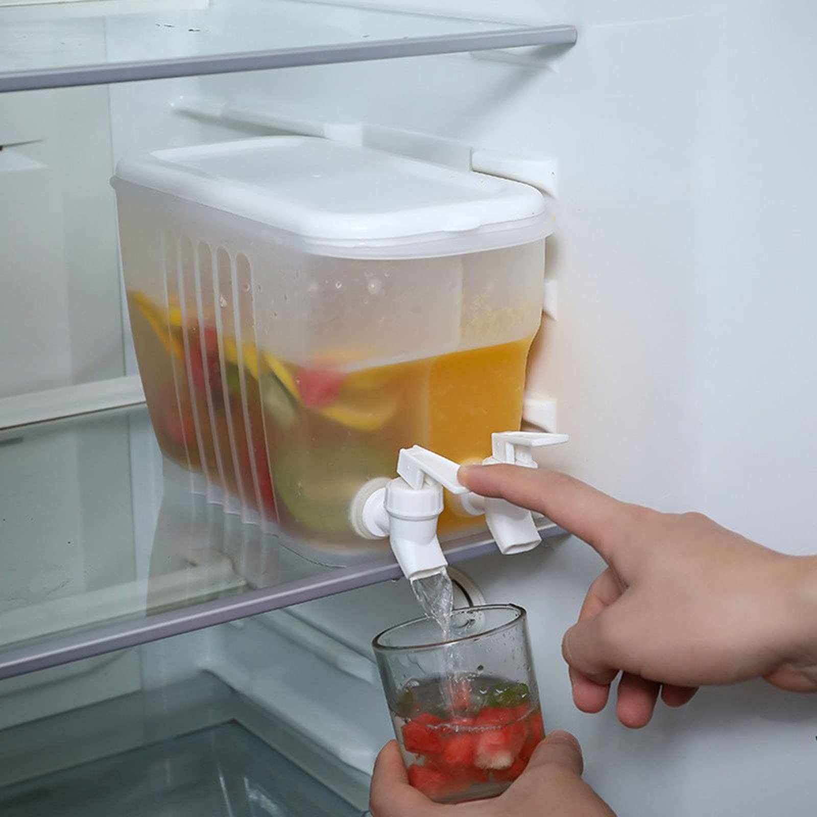 3.5L/5L Large Capacity Plastic Drink Dispenser with Faucet - Cold Beverage Kettle for Refrigerator, Perfect for Parties, Iced Tea, Lemonade, Juice & Water - Ideal for Home, Office, and Outdoor Events