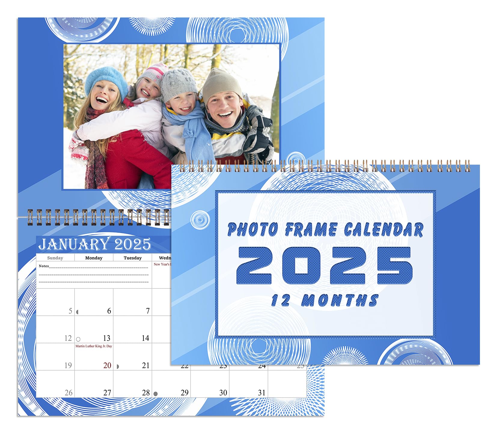 2025 Custom Photo Frame Wall Spiral Calendar - Personalized 12 Month Desktop & Wall Planner with Spiral Binding (Add Your Own Pictures) - Perfect for Home Office Decor, Gift Idea & Family Memory Keeping (Edition #002)