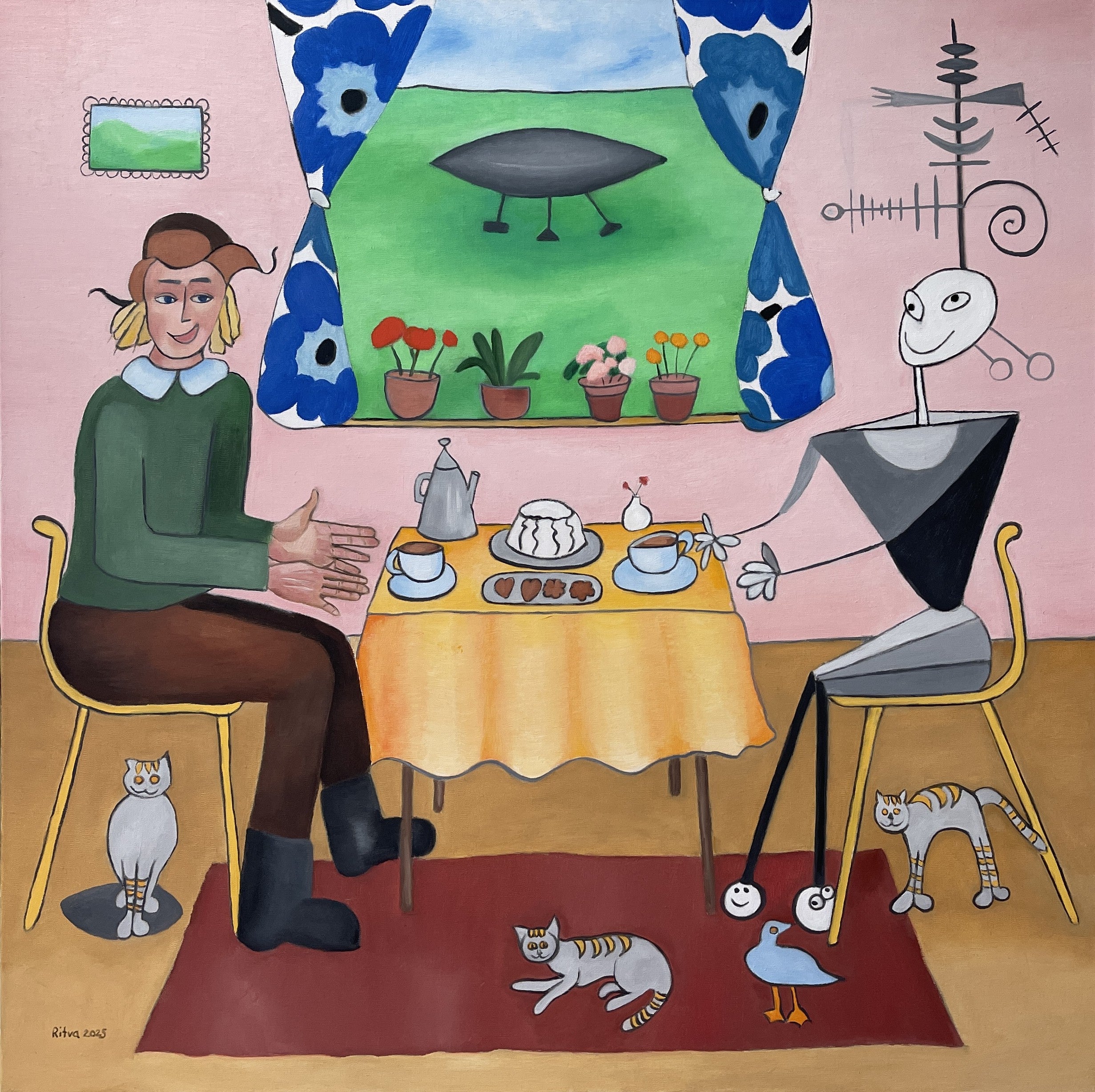 Ritva Kangasperko: Finnish Man Serves Coffee to Unexpected Alien Visitor - Funny Sci-Fi Coffee Mug Gift for UFO Enthusiasts & Alien Lovers