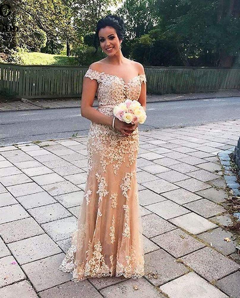 Elegant Women's Mermaid Lace Applique Off-Shoulder Prom Dress Long Evening Gown for Formal Events, Weddings & Special Occasions