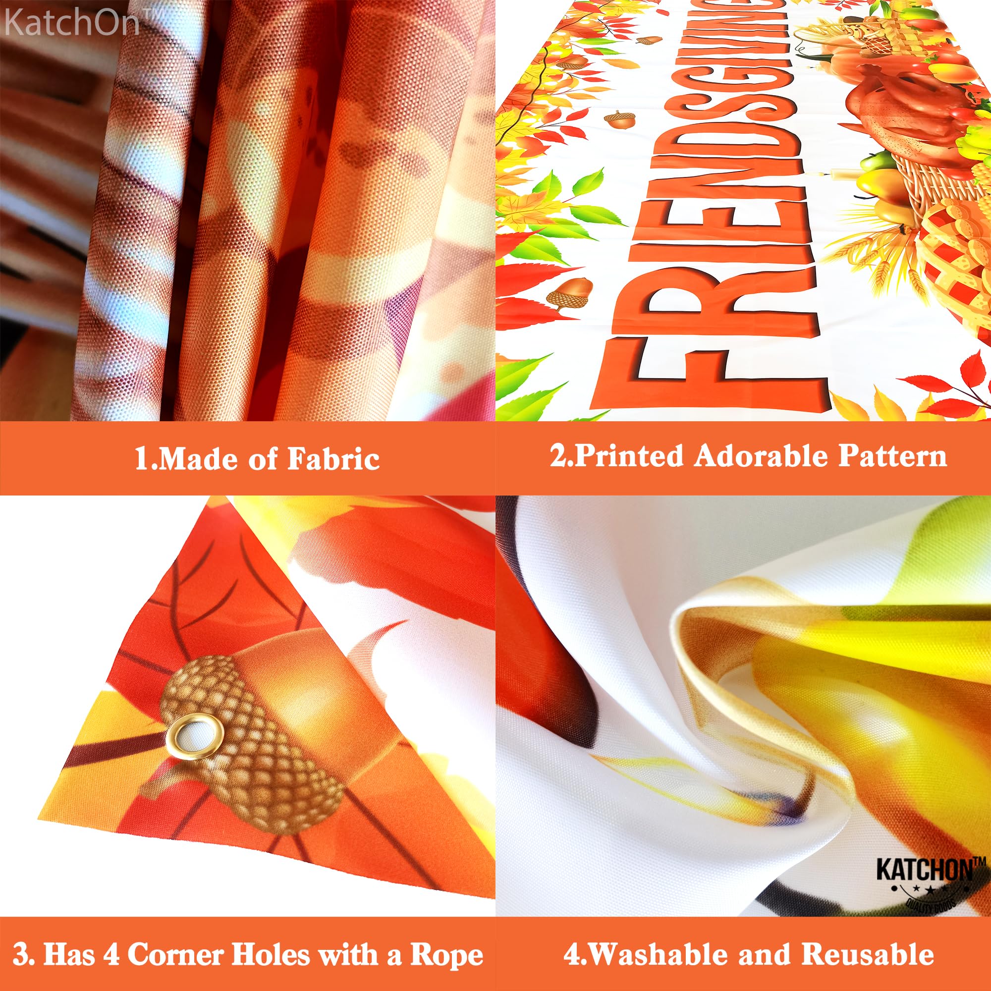 KatchOn Extra Large Friendsgiving Backdrop - 72x44 Inch, Happy Friendsgiving Banner for Party Decorations | Perfect for Friendsgiving Photo Booth, Thanksgiving Gatherings & Holiday Celebrations