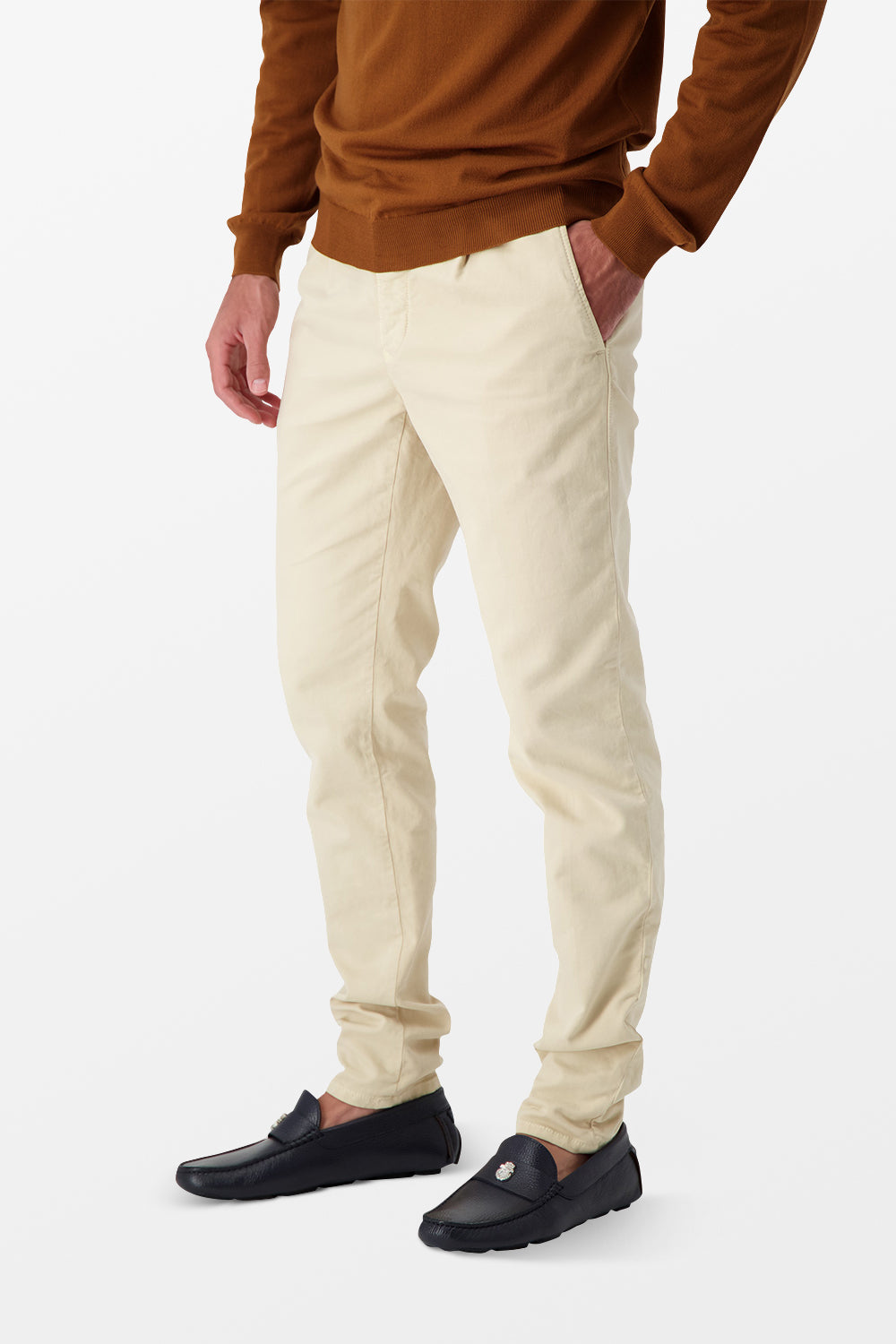 Incotex Beige Casual Trousers for Men - Comfortable Cotton Chino Pants for Office, Travel & Everyday Wear