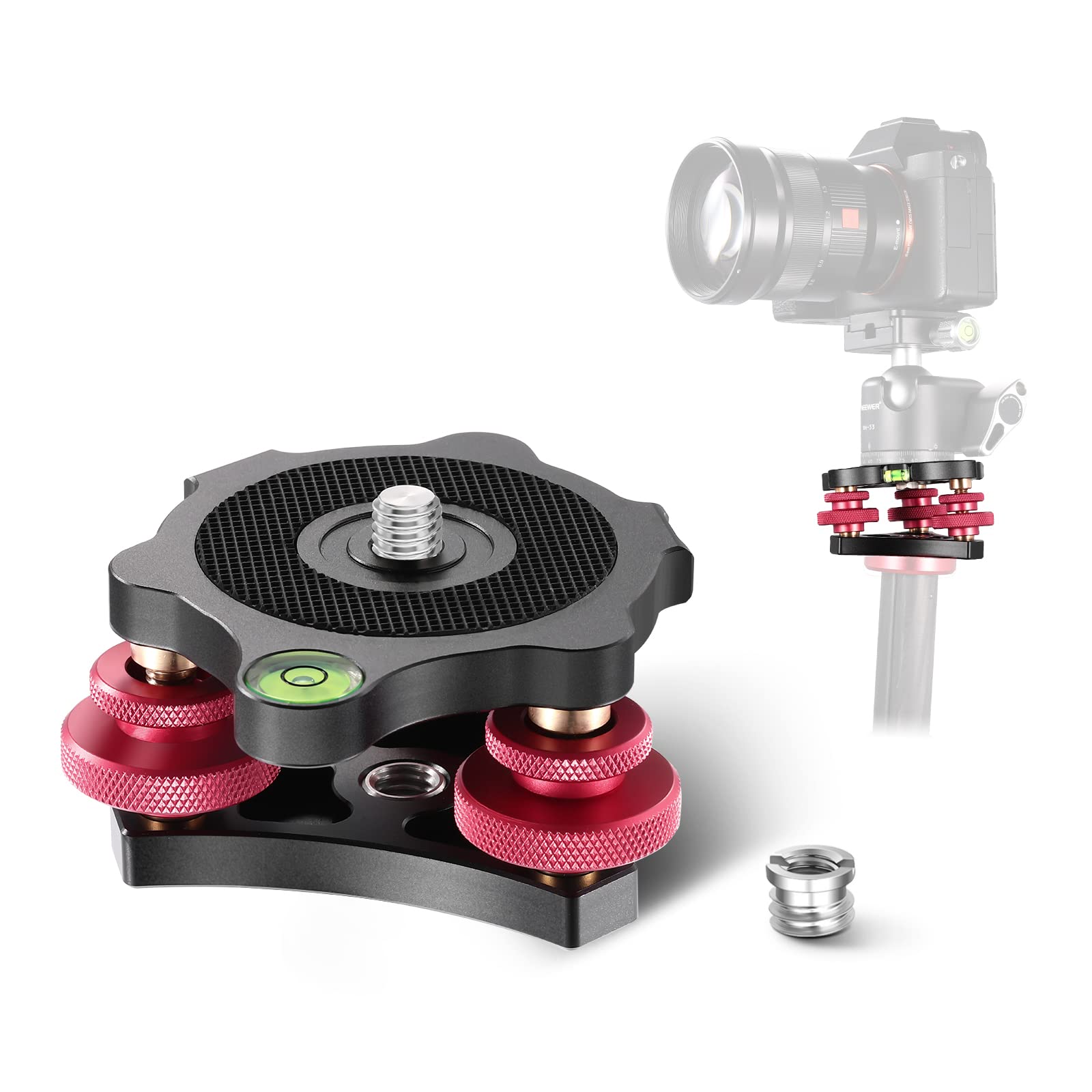 NEEWER 3-Axis Tripod Head Leveling Base - Aircraft Grade Aluminum Alloy, 3/8