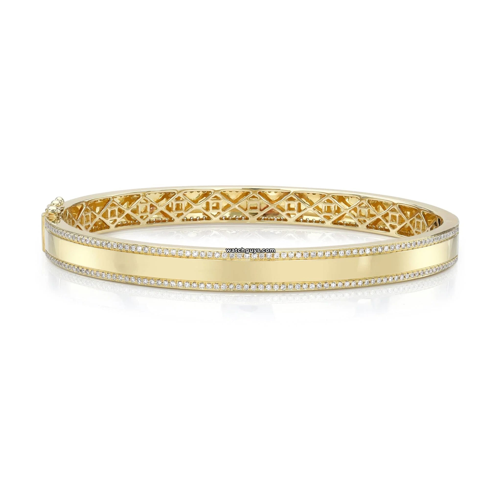 14K Yellow Gold Diamond Bangle Bracelet for Women - Elegant & Luxurious Jewelry Gift for Anniversary, Wedding, or Special Occasions