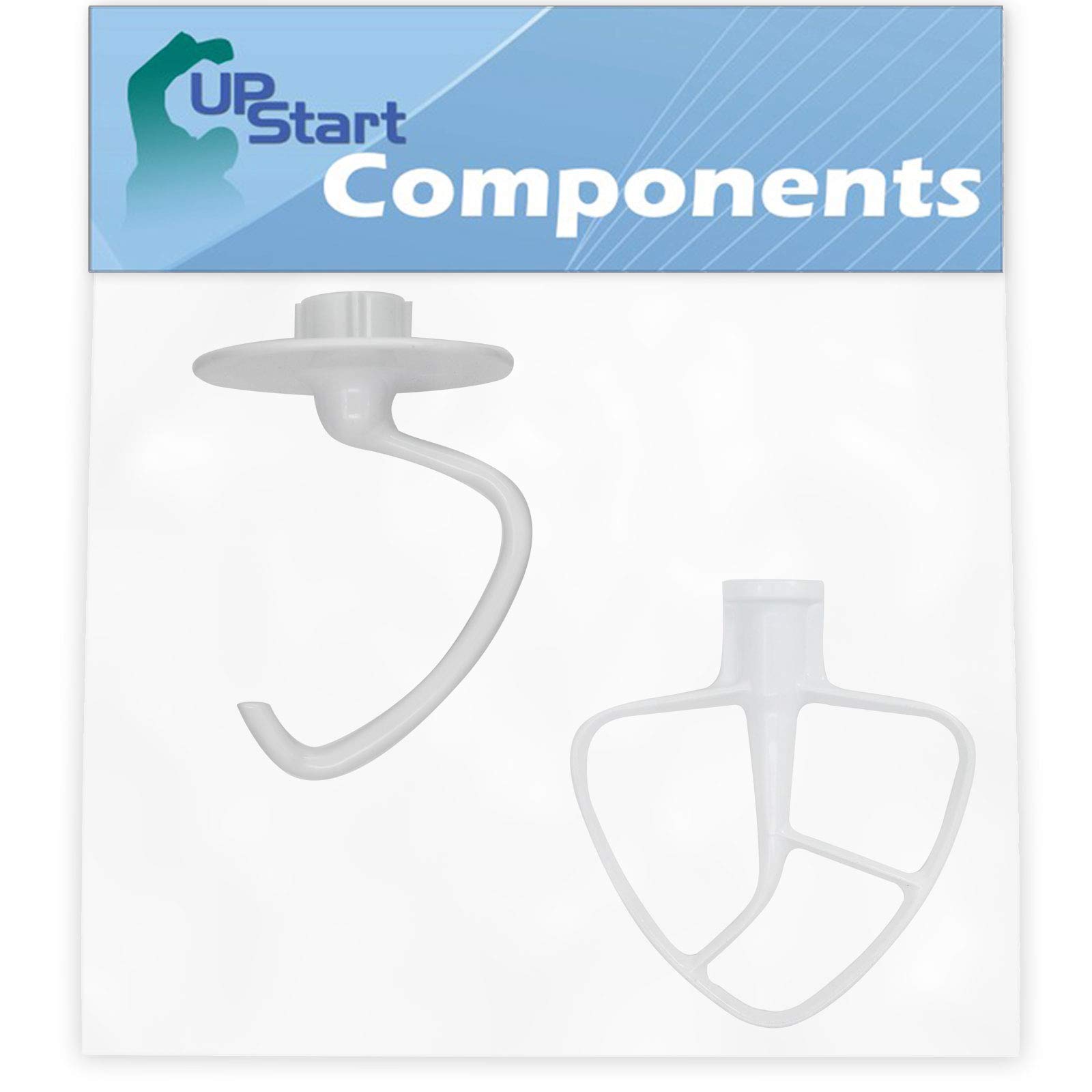 UpStart Components K45DH Dough Hook & K45B Flat Beater Replacement for Whirlpool 5KSM150PSEPE4 Stand Mixer - Compatible with WPW10674618 Dough Hook & W10672617 Flat Beater Blade - Perfect for Baking Bread, Cookies, and Cakes at Home