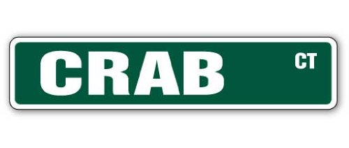 CRAB Street Sign - Seafood Themed Decor for Ocean & Sea Lovers | Indoor/Outdoor Use | 18-Inch Wide | Perfect for Beach Houses, Restaurants & Coastal Decor