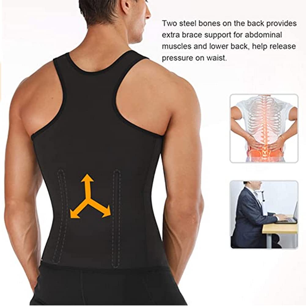 Men's Waist Trainer Vest for Weight Loss - Hot Neoprene Corset Compression Body Shaper, Sweat Slimming Sauna Tank Top Shirt (Sizes XS-3XL) - Perfect for Gym, Workout & Postpartum Recovery