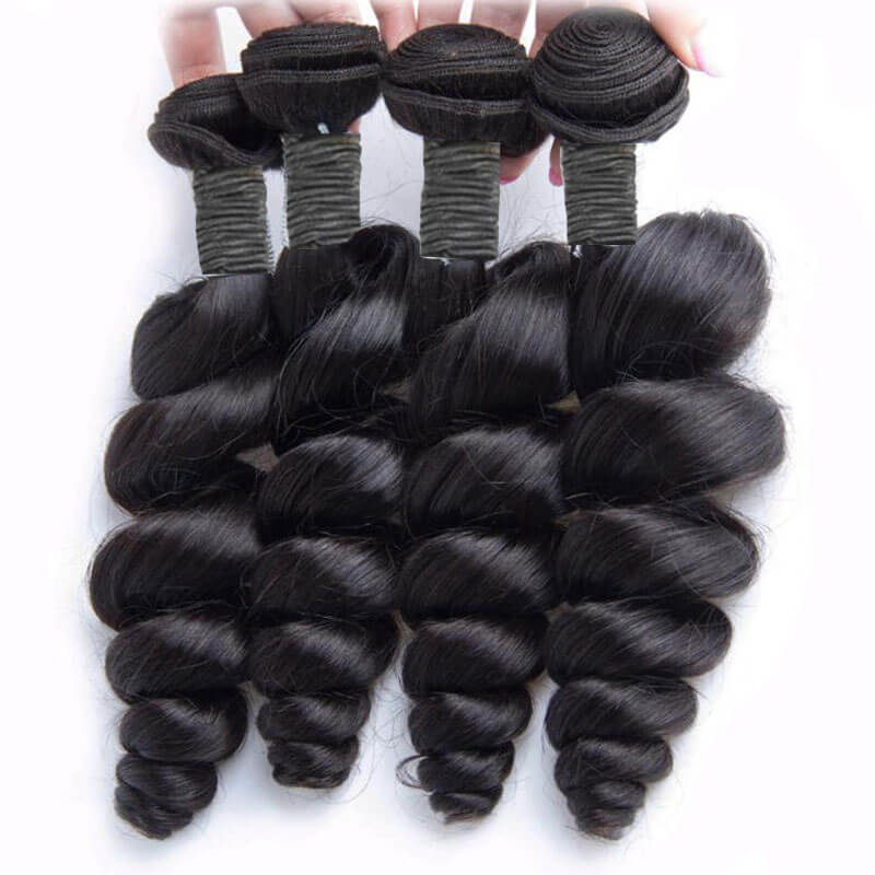 Eullair 10A Loose Wave Human Virgin Hair Weaves - 3/4 Bundles for Natural Looking Hair Extensions | Perfect for Daily Wear, Parties & Special Occasions