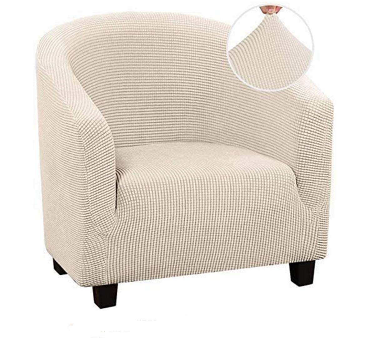 Garayma Stretch Tub Chair Covers - Washable Jacquard Beige Armchair Slipcovers for Living Room, Bar Counter & Reception - Perfect for Home, Office & Commercial Spaces