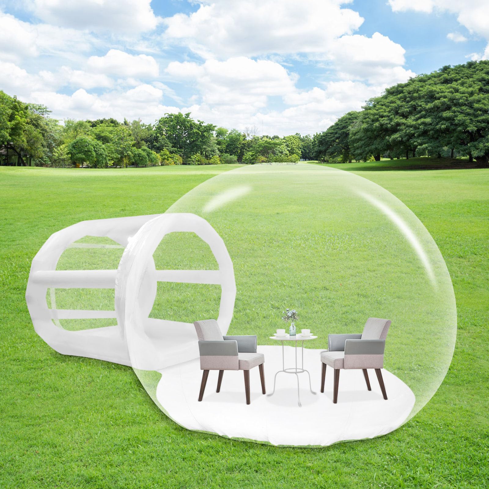 Inflatable Bubble Tent for Camping - Clear Transparent PVC Outdoor Dome Tent with Blower for 3-5 People | Perfect for Backyard, Garden, Glamping & Stargazing