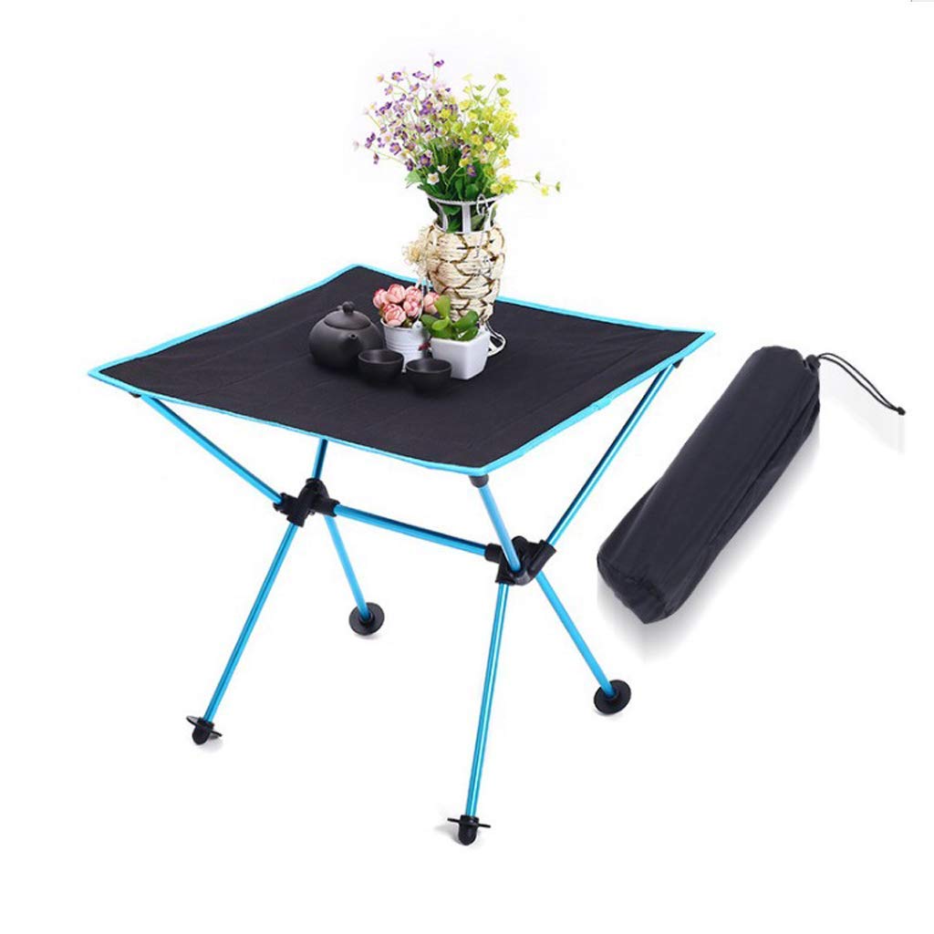 Xinmier Folding Camping Table - Lightweight Aluminum Alloy Portable Picnic Table for Outdoor, Camping, Beach, BBQ & Indoor Use (Blue)