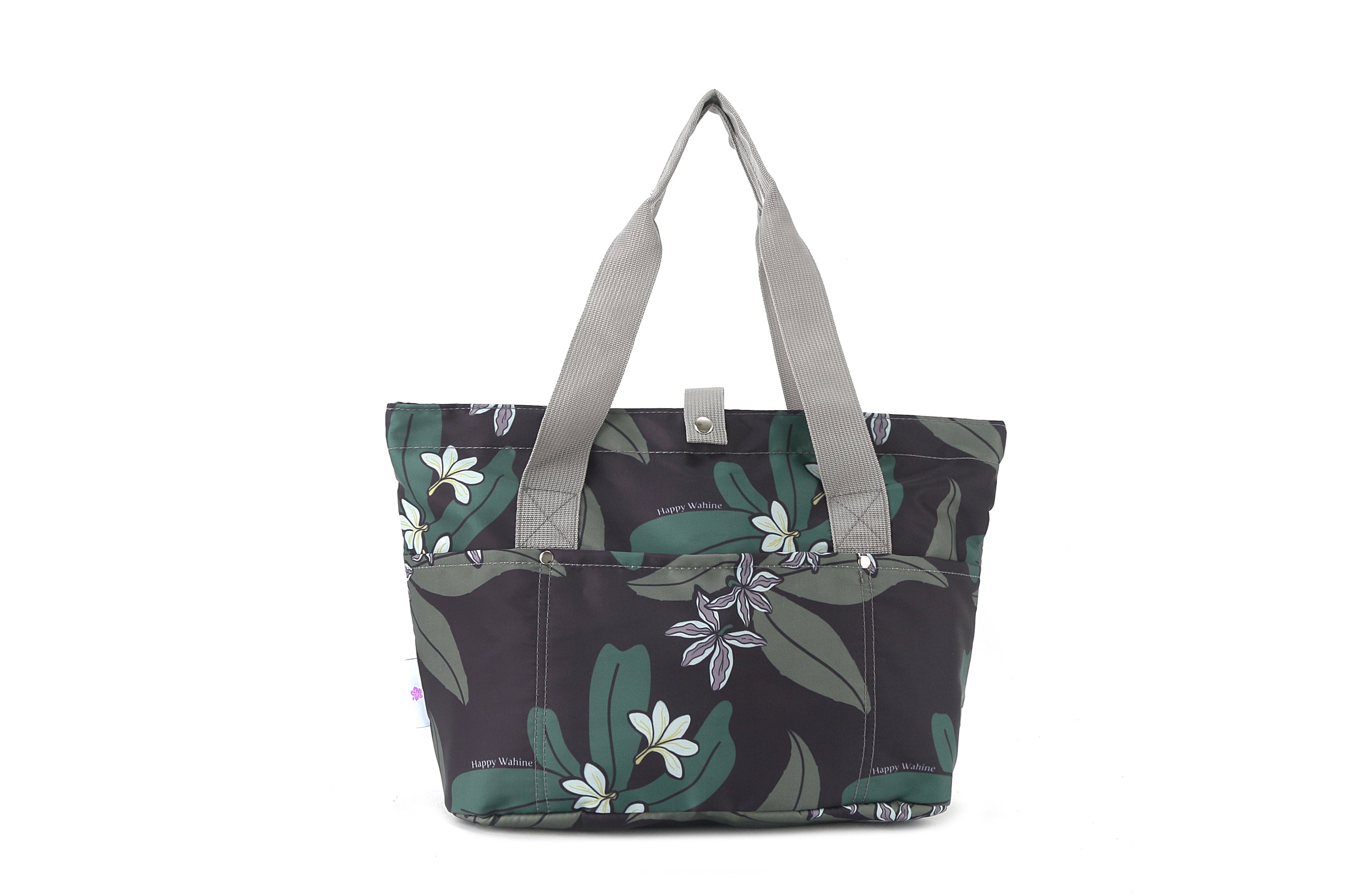 Compact Tote Bag in Jade Naupaka Grey - Stylish & Lightweight for Work, Travel & Everyday Use