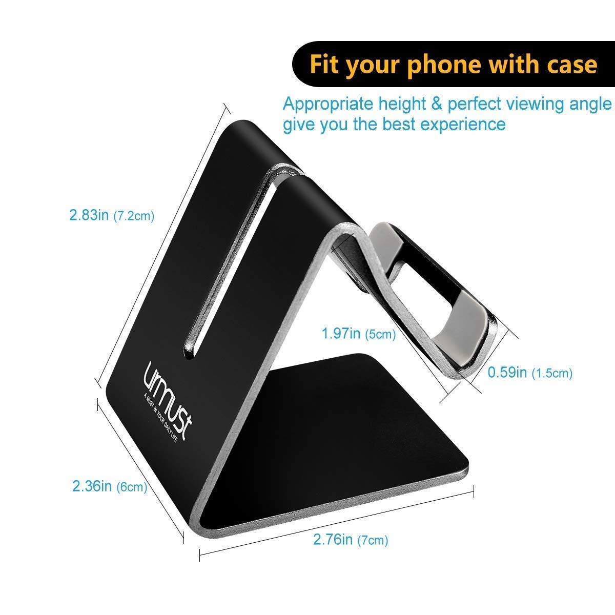 Urmust Ergonomic Adjustable Laptop Stand & Phone Holder Set (Black) - Perfect for Home Office, Workstation & Remote Work Setup