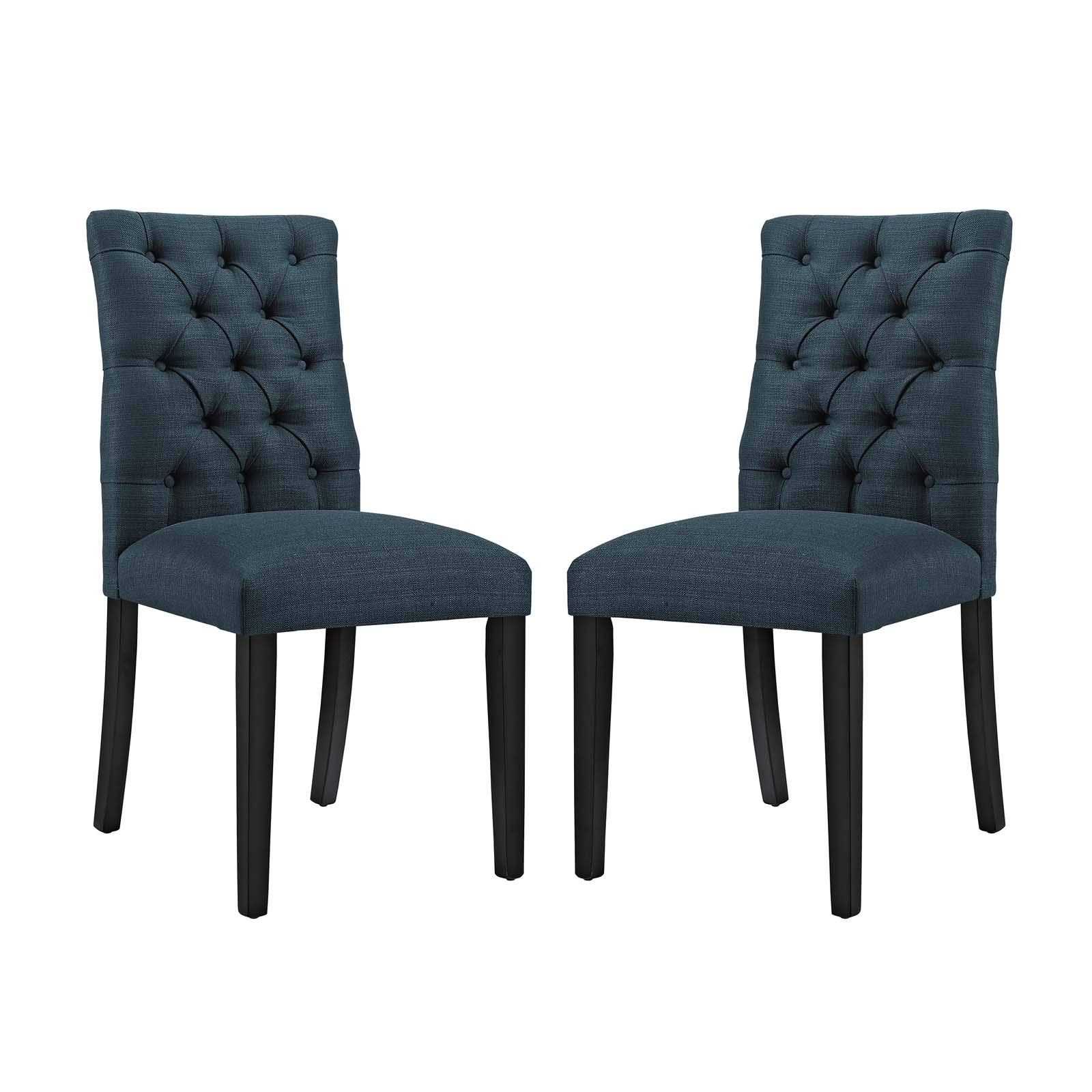 Modern Contemporary Urban Design Fabric Dining Chairs, Set of 2 Navy Blue Side Chairs for Kitchen, Dining Room & Small Spaces - Perfect for Apartments, Breakfast Nooks and Compact Dining Areas