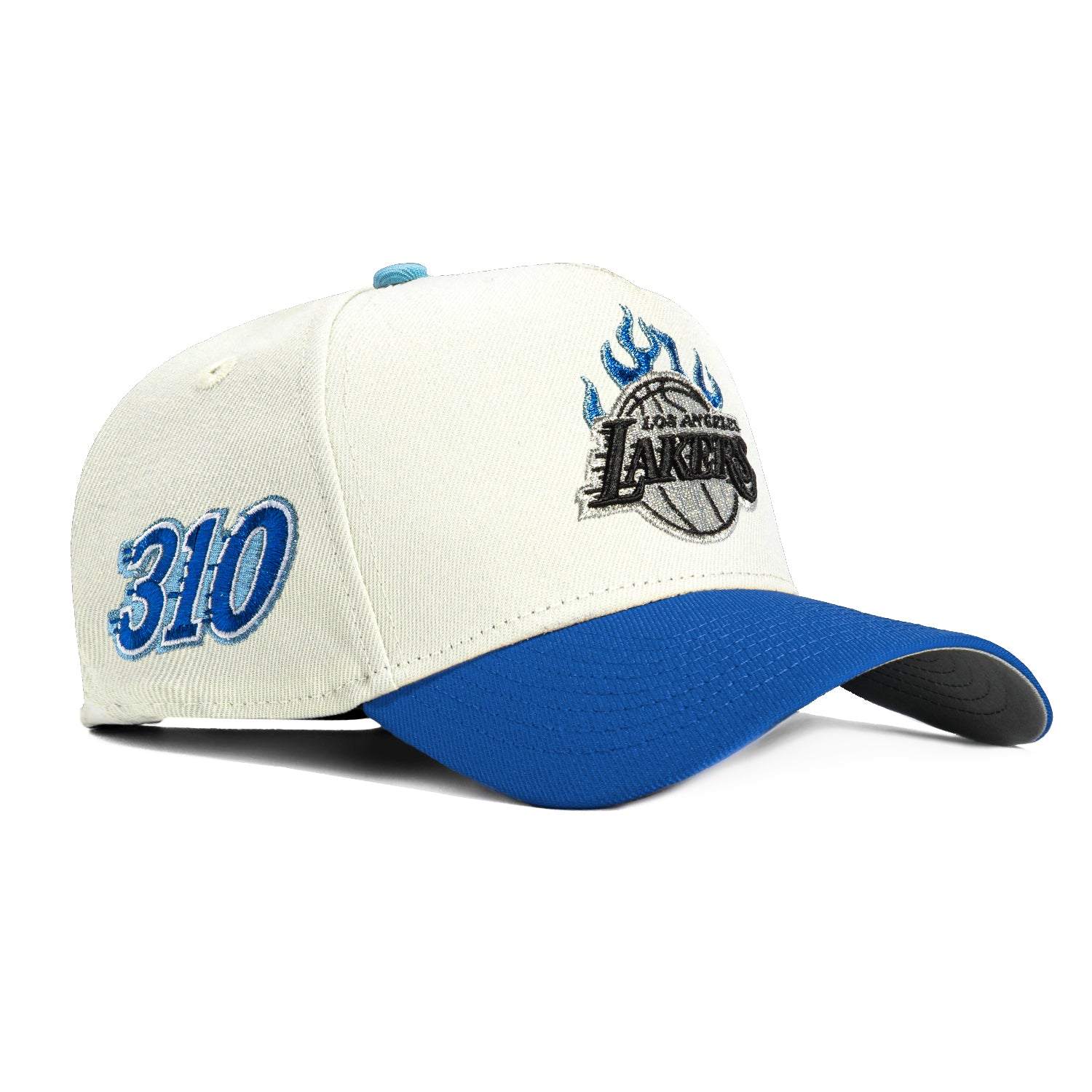 New Era 9Forty A-Frame Los Angeles Lakers 310 Patch Flame Snapback Hat - White & Royal Blue | NBA Fan Gear, Streetwear Fashion, Sports Accessories for Men & Women