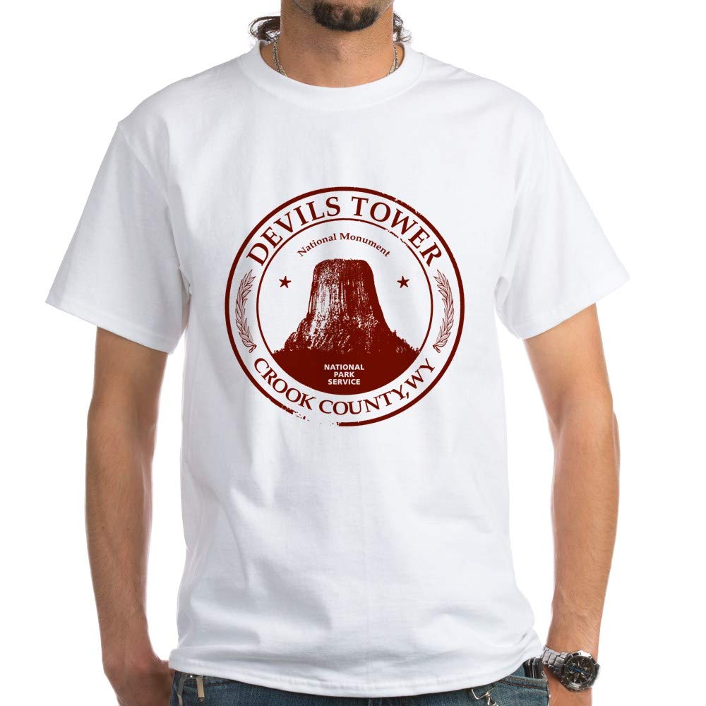 Devils Tower National Monument Cotton T-Shirt - Soft White Graphic Tee for Men & Women - Perfect for Hiking, Travel & National Park Enthusiasts