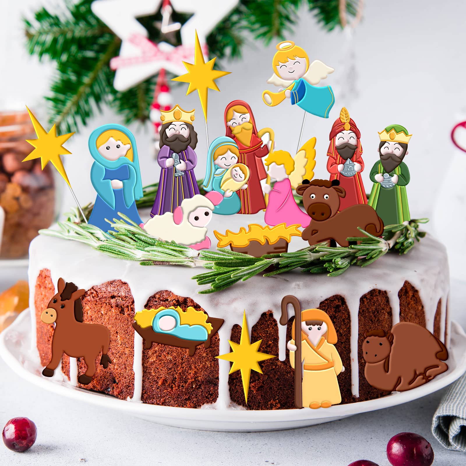 Whaline 2-Piece Christmas Nativity Silicone Mold Set - Jesus Birth Scene Fondant & Resin Baking Molds for Cake Decorating, DIY Candy, Chocolate & Cookie Making - Perfect for Holiday Baking, Christmas Party Treats & Festive Home Decor