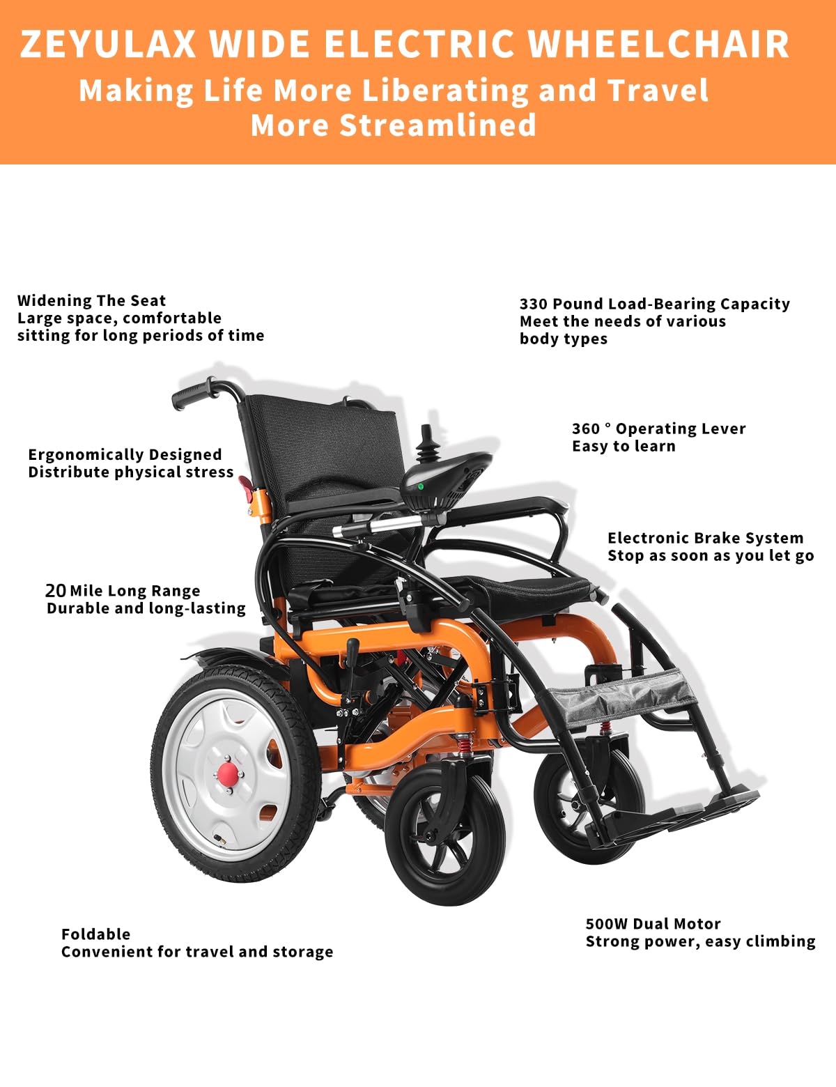 Foldable Electric Wheelchair for Adults - 20