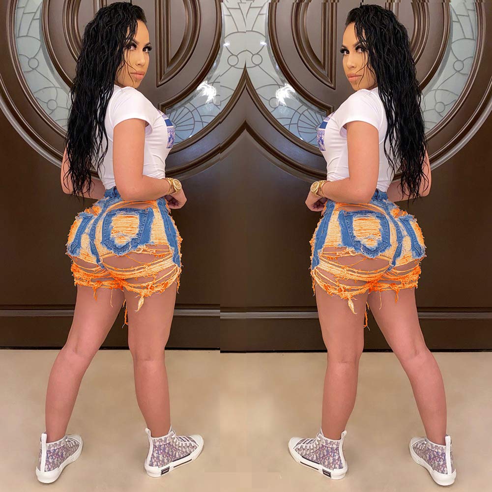 Women's Classic Tassel Hole Denim Shorts - Mid Rise Summer Short Jeans for Casual Outfits & Beach Vacations | Trendy Distressed Denim Shorts for Women