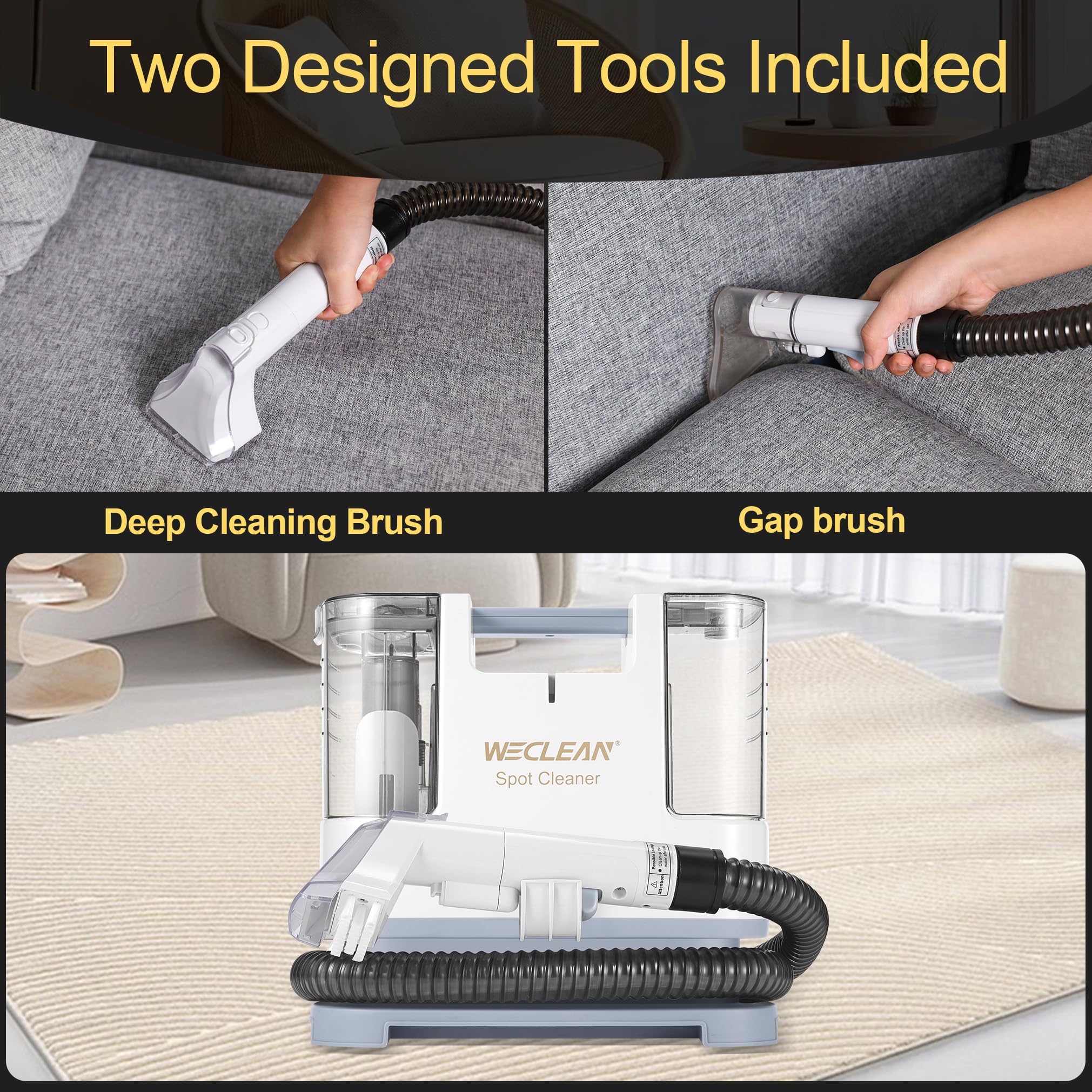 WECLEAN C1 Portable Carpet and Upholstery Cleaner - Powerful Deep Cleaning Extractor for Sofa, Mattress & Auto Interior - Perfect for Home, Office and Vehicle Maintenance