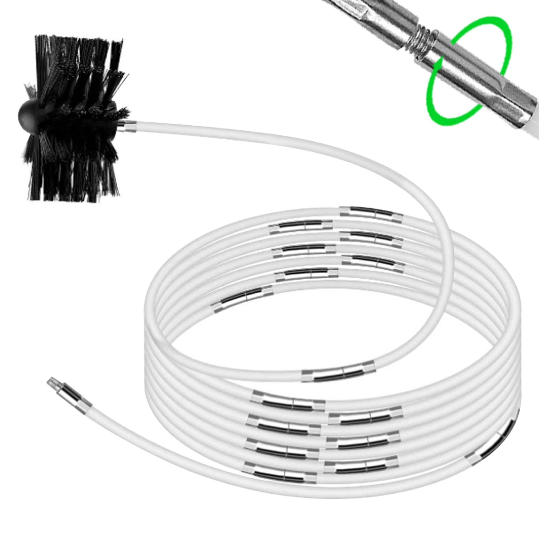 14-Piece Dryer Vent Cleaning Kit with 16-inch Bendable Brush & 4-inch Quick Connect Head - Chimney Sweep & Lint Removal Tool for Efficient Home Maintenance (Ideal for Dryer, HVAC, and Chimney Cleaning)