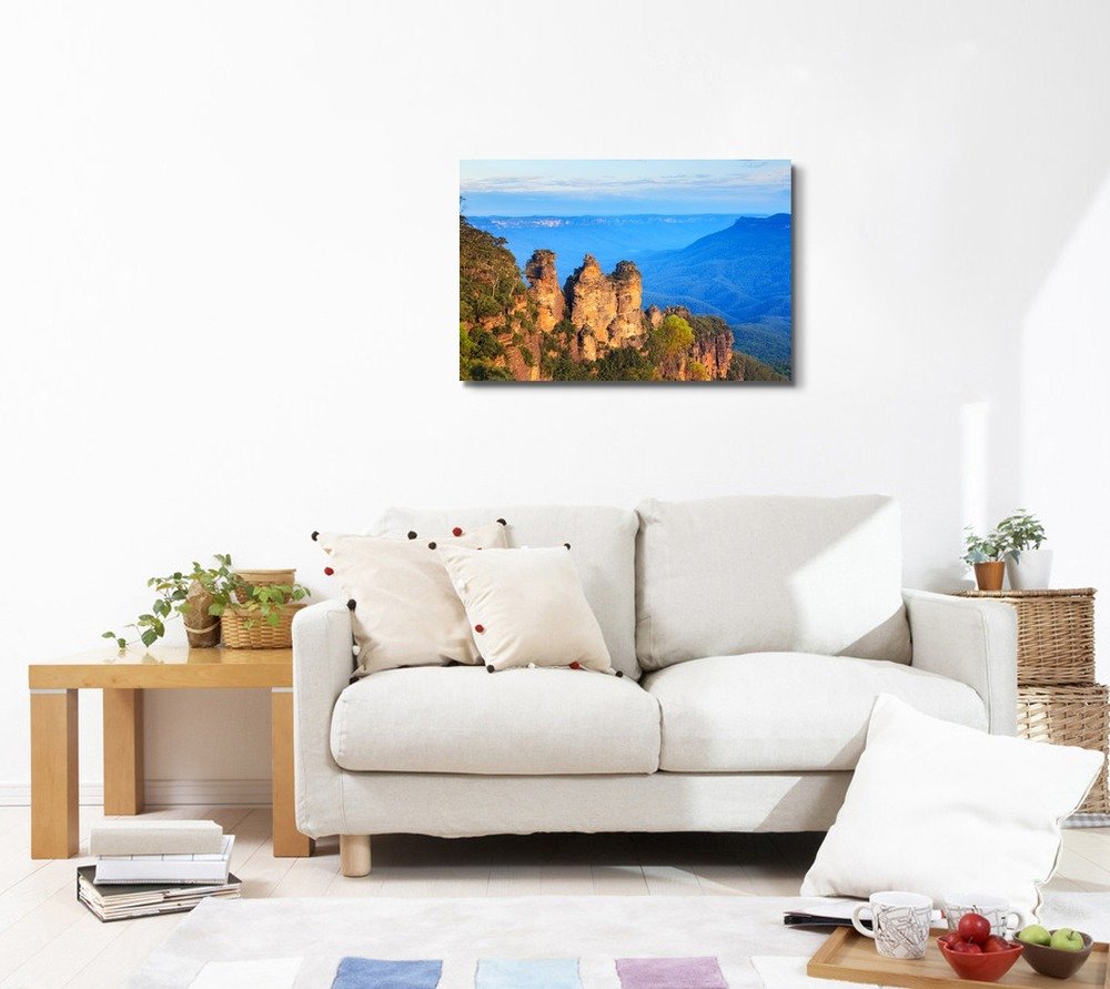 Stunning Three Sisters Blue Mountains Australia Landscape Canvas Wall Art - 24x36 Inch - Perfect for Living Room, Bedroom & Office Decor