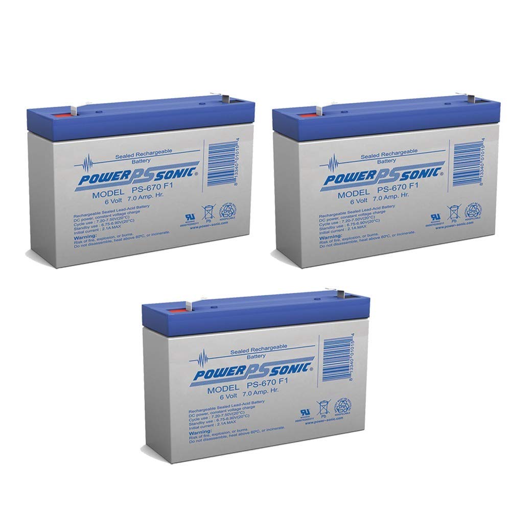 6V 7Ah Rechargeable Sealed Lead Acid Battery for Sure Light AA2 UPS Backup - 3 Pack - Power Outage Emergency Lighting & Security Systems