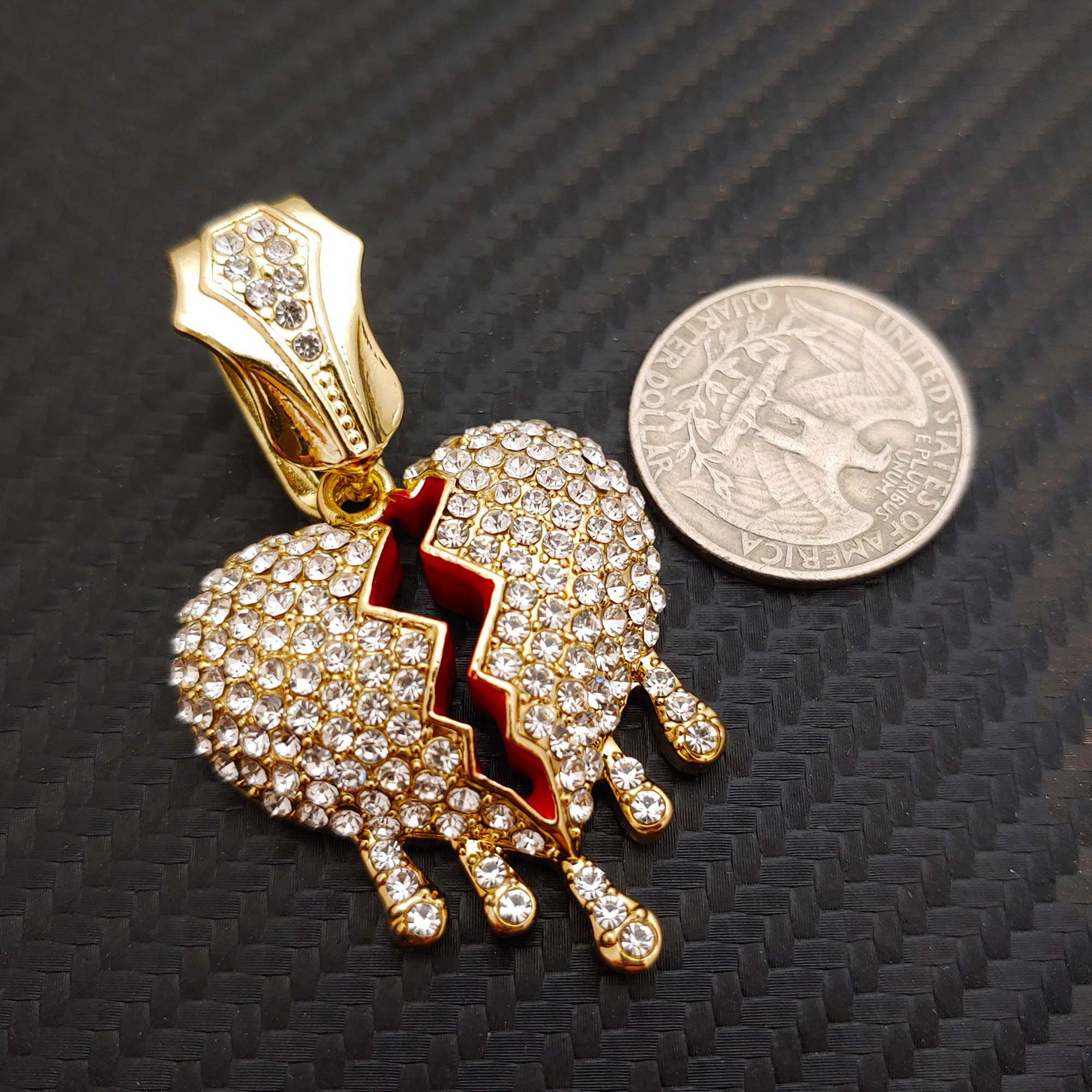 Hip Hop Drip Broken Heart Pendant with 12mm 18