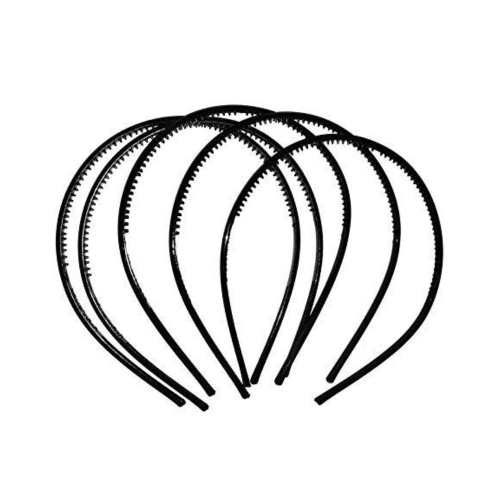 5 Pack Black Hairbands with Comb for Women Men Girls Boys - Stretchable Hair Ties for Sports, Work, School & Everyday Use