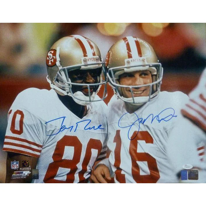 Joe Montana & Jerry Rice Dual Signed Autographed 16x20 Photo with JSA COA - San Francisco 49ers Football Memorabilia for Collectors & Fans - Perfect for Man Cave, Sports Bar, or Gift
