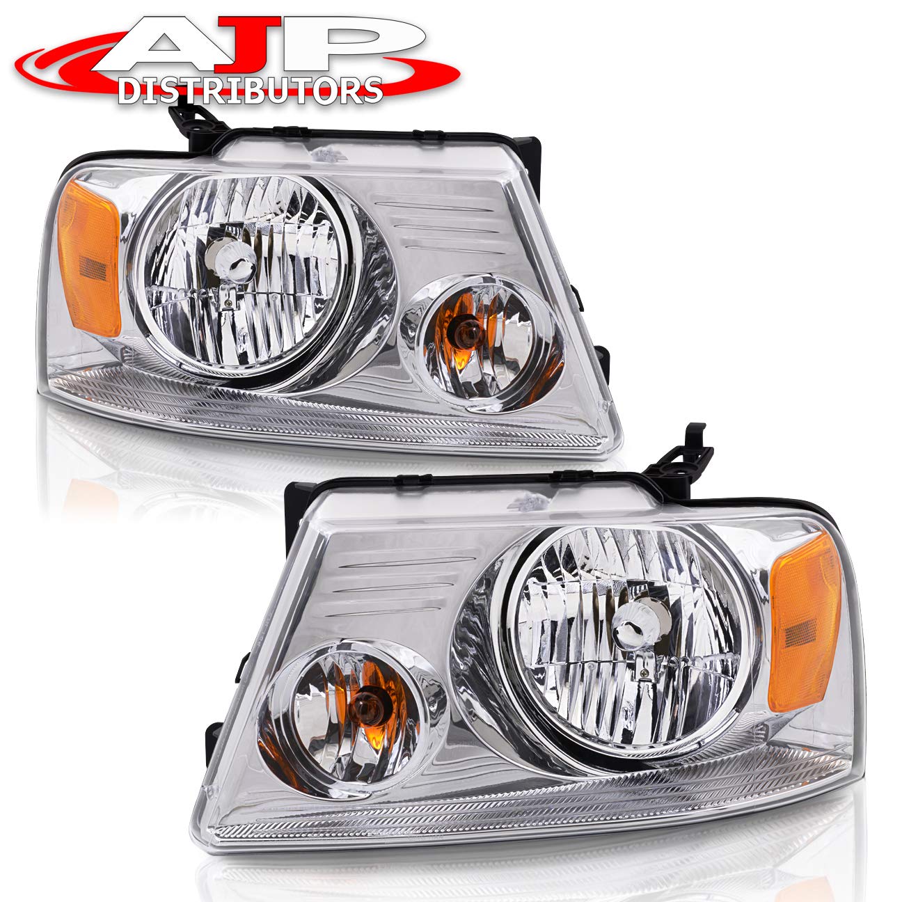 F150 Headlights 2004-2008 - Chrome Housing Clear Lens for Ford F-150 & Lincoln Mark LT - Perfect for Night Driving & Off-Roading