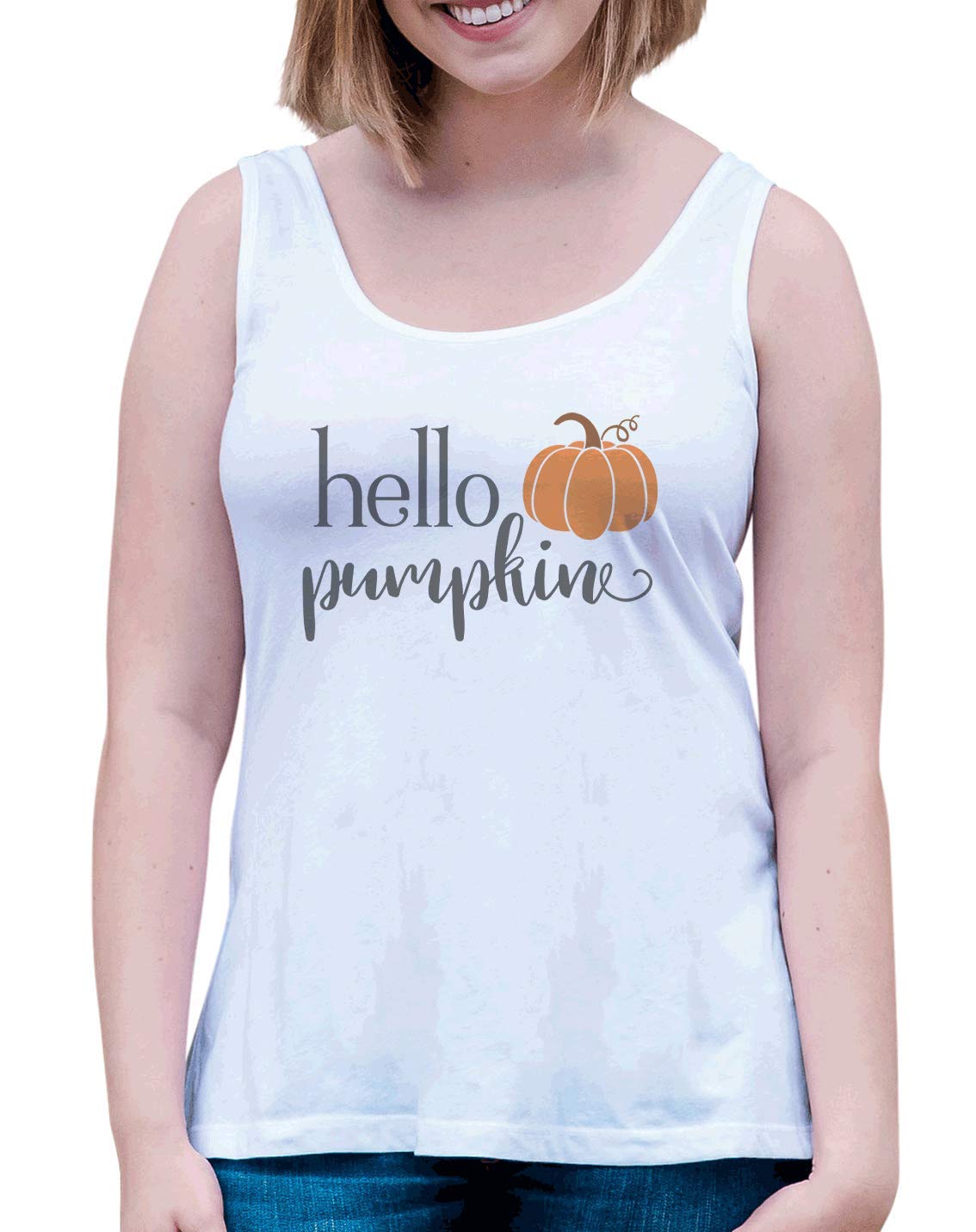7 ate 9 Apparel Women's Hello Pumpkin Fall Shirt - Cute Autumn Graphic Tee for Women | Perfect for Halloween, Thanksgiving & Cozy Fall Outfits